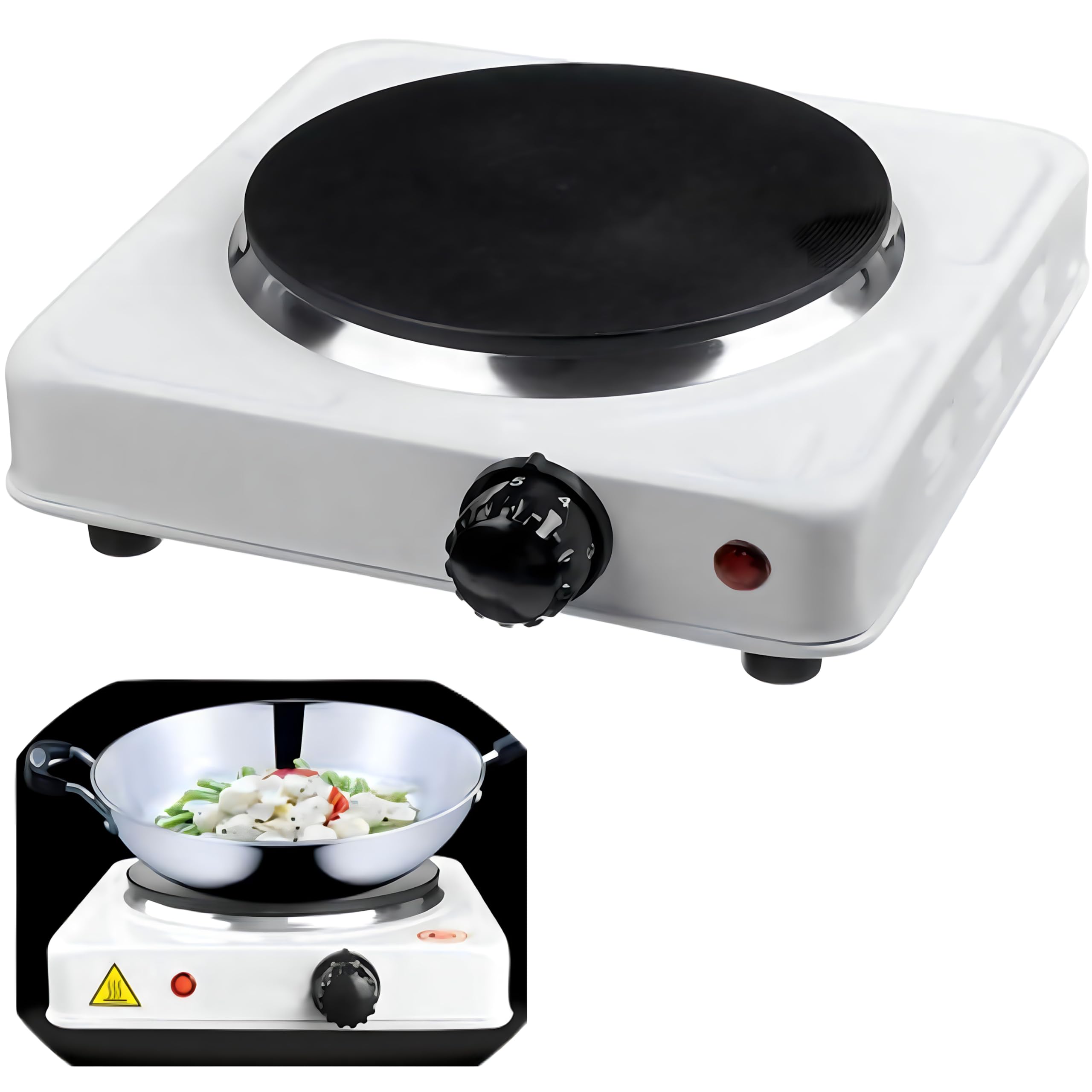 MARTYRAElectric Stove, Electric Hot Plate Burner, 1500W Single Stove with Adjustable Temperature Control, 155mm Iron Heating Plate, Portable Stove for Office/Home/Camp, Compatible for All Cookwares