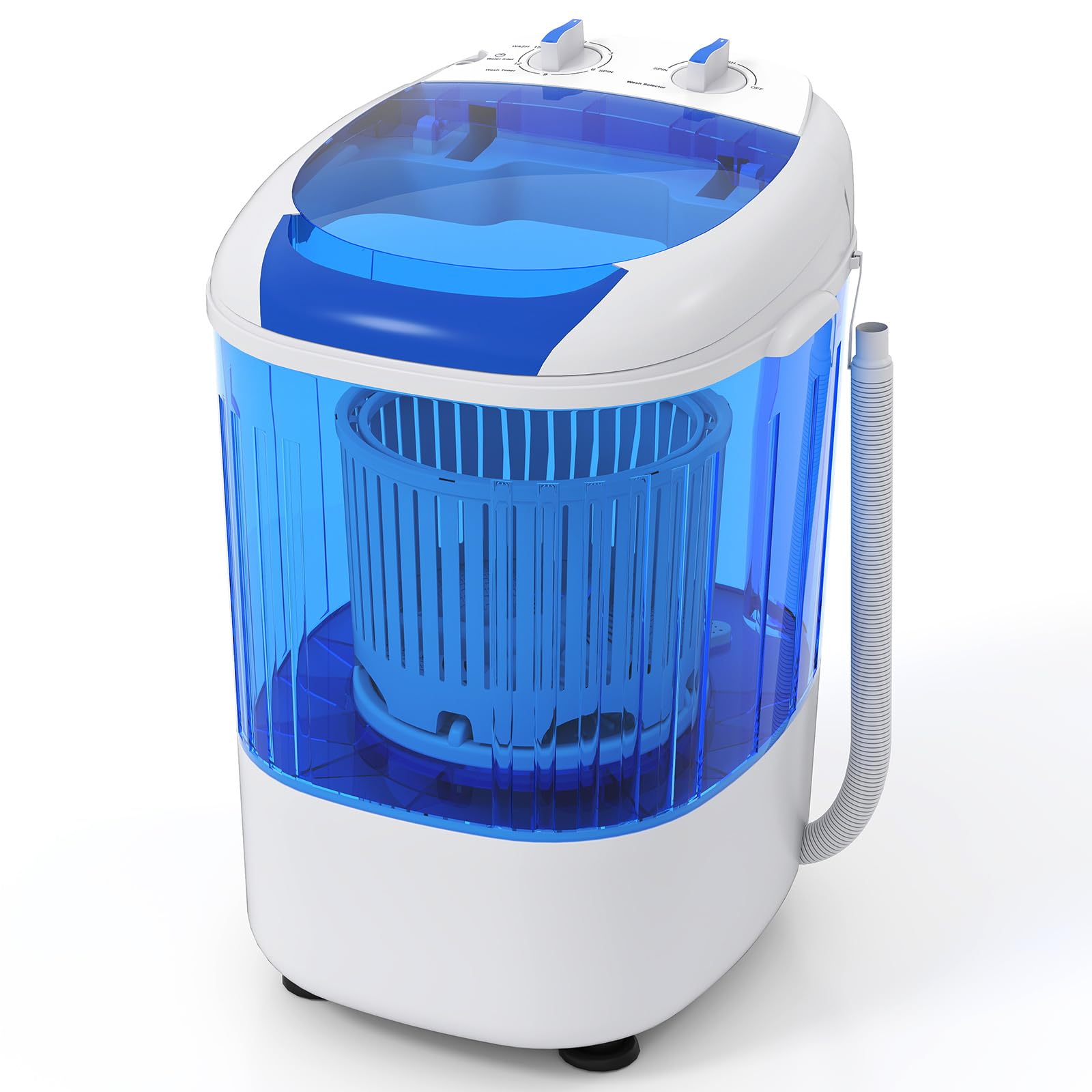 Giantex Portable Mini Washing Machine, 5.5 lbs Capacity Small Compact Laundry Washer with Spin Tub & Drain Hose, Semi-automatic Washer Machine for Apartment Dorms RV Home (Blue)