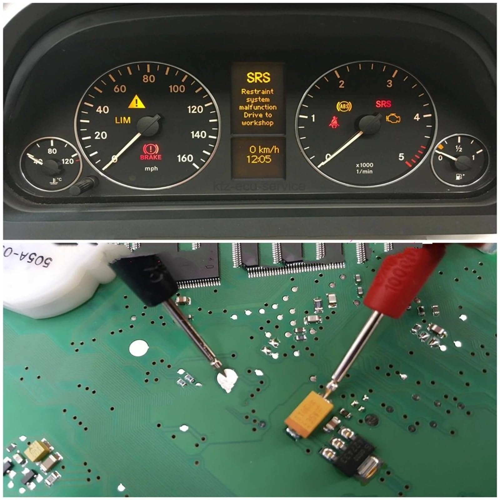 Testeur de Batterie Auto Convient pour Mercedes Benz AB Classe W169 W245 Compteur de Vitesse Tableau de Bord 7V/8V A1695400448 0263643242 Affichage LCD du Groupe Voltmètre numérique