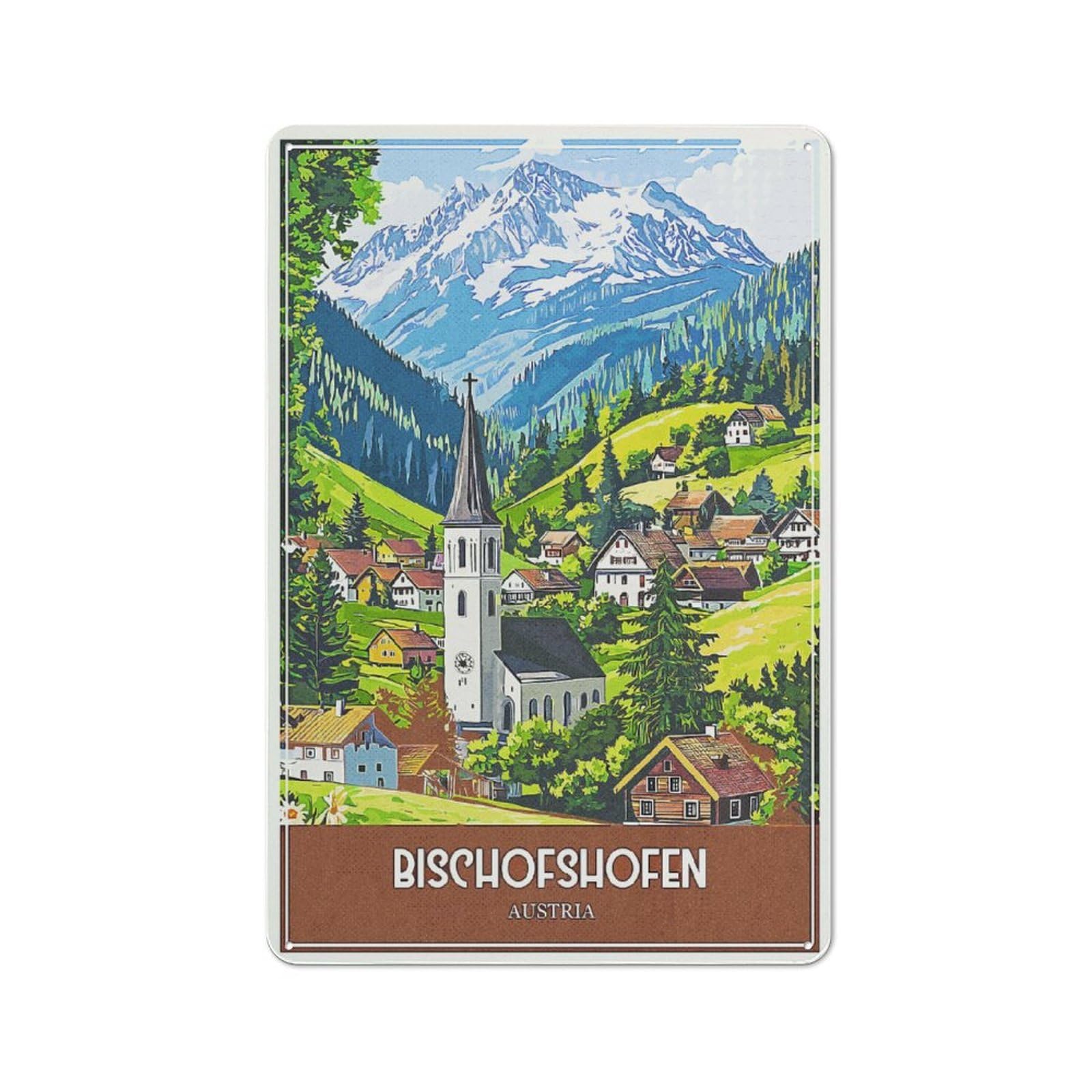 Junmoney Style-8 Outdoor Room Shed Metal Sign 30X20cm Featuring Bischofshofen Austria Travel, Utility Space Decor For Patio Bar, Workshop, Shed Or Kitchen