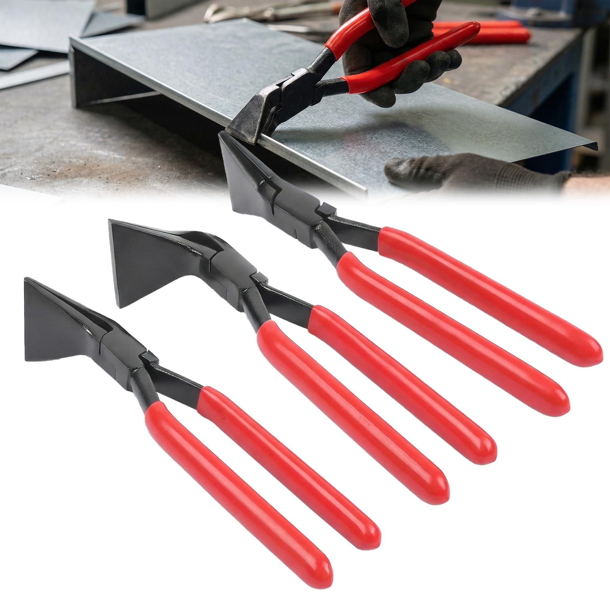 Set di 3 pinze pieghevoli per lamiera, 0°, 45°, 90° | Spengler - Pinza per lamiera, lunghezza 270 mm