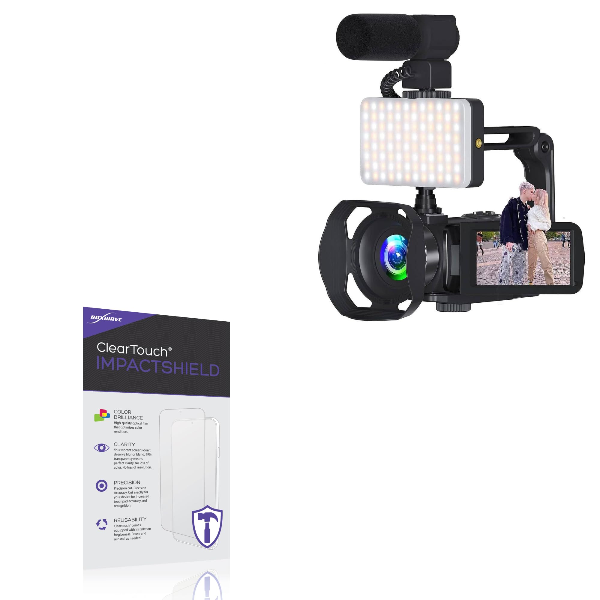 BoxWave Screen Protector Compatible With VETEK Video Camera 8k Camcorder (A06) - ClearTouch ImpactShield (2-Pack), Impenetrable Screen Protector Flexible Film