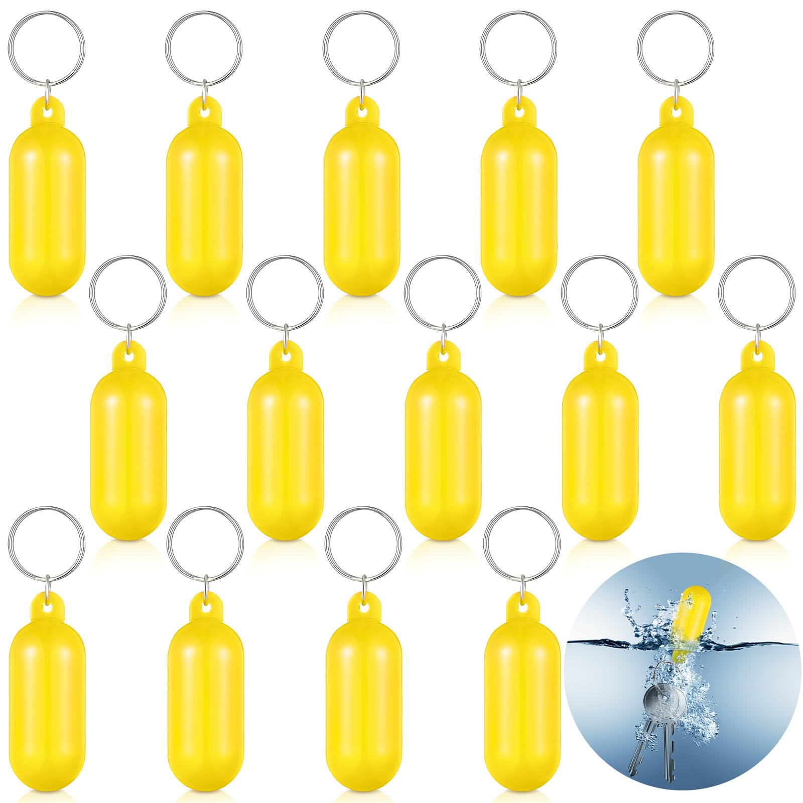 Tondiamo 14 Pcs Boat Floating Keychain Oval Shape Boat Key Ring Floating Key Pendant for Sail Kayak Fishing Accessory