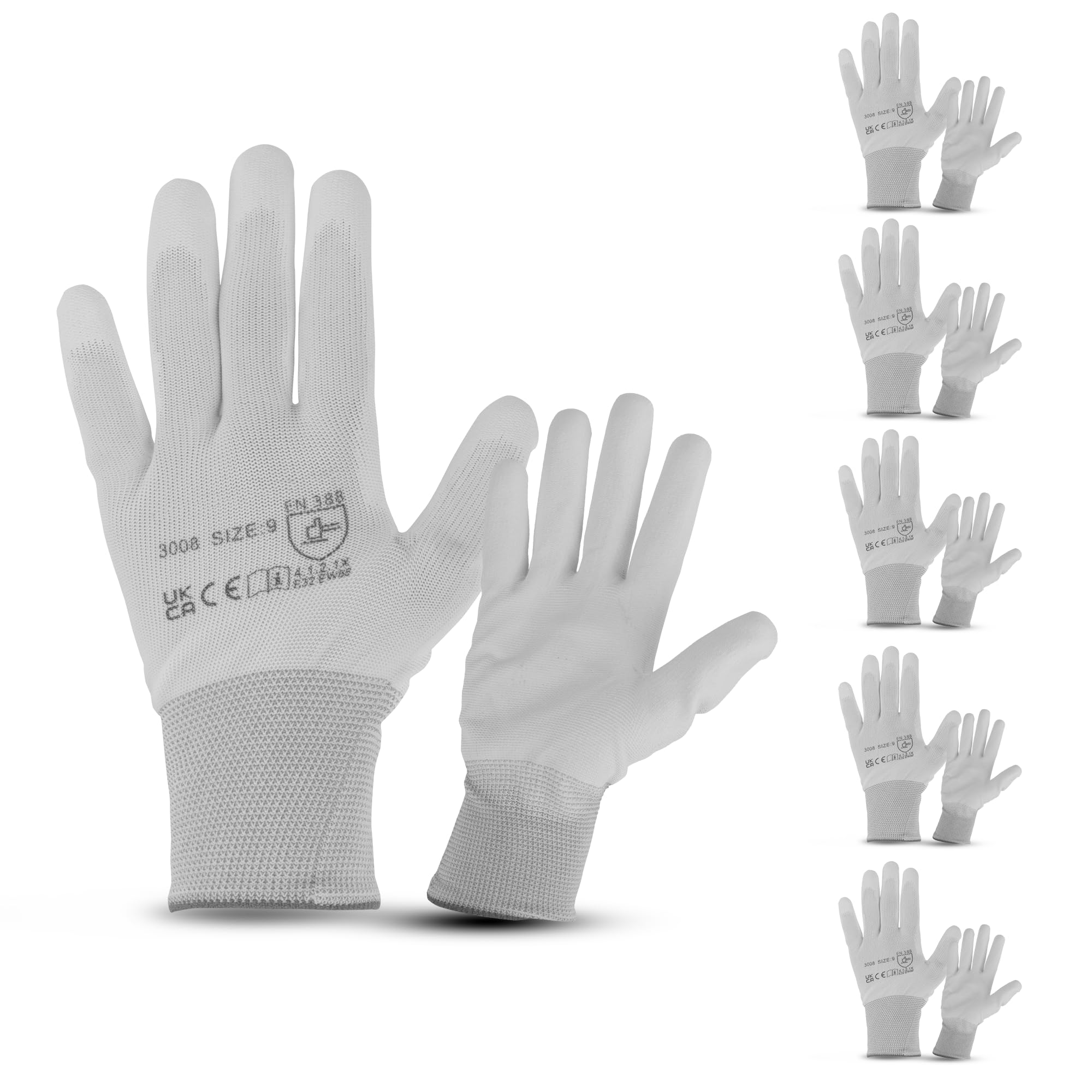 Navoys 6 works Lightweight Painters PU Grip Safety Work Gloves, Size Large, Men Women's, Sensitive Precision Working, Thin