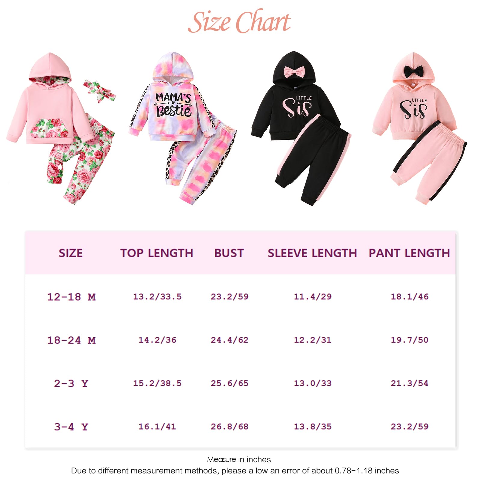 Ropa Niña Pequeñas Sudadera de Manga Larga Capucha Floral Tops + Pantalones Conjuntos Otoño De Diadema Para Niñas