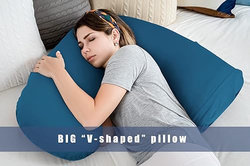 Miniatura 6 de INSEN Almohadas de embarazo, almohada de maternidad de cuerpo completo en forma de L con funda extraíble, almohadas de embarazo de 57 pulgadas para