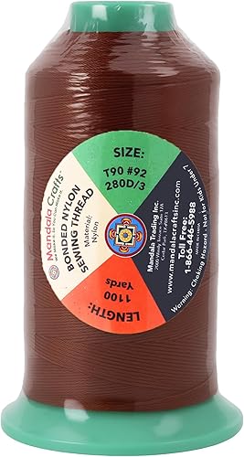 Miniatura 815 de Mandala Crafts Hilos de coser resistentes de nailon consolidado, hilo para tejer jeans de cuero, hilos de tapicería marina al aire libre, Beige