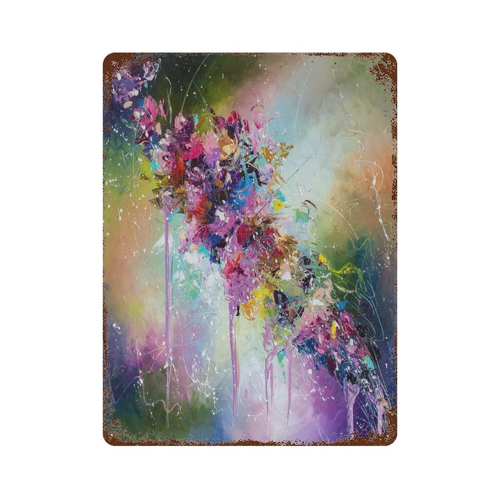 Flowering Branch 15.7"x11.8" Weathered Tin Sign, Shabby Chic Decor for Farmhouse, Kitchen And Entryway Decor