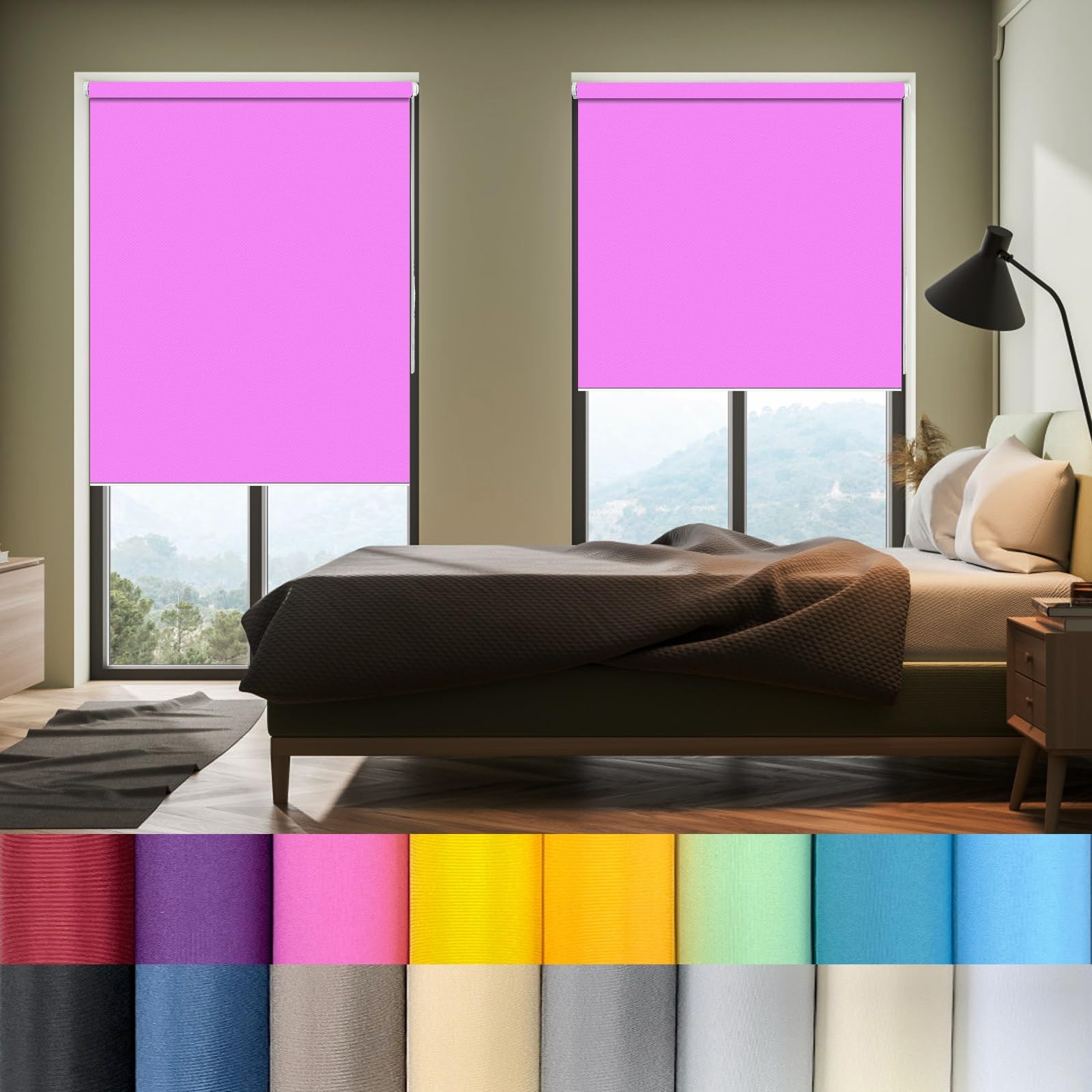 Thermal Blackout Blinds 35 x 50 cm Blinds Curtains, Roman Blinds, Zebra Blinds Thermal Insulated,UV Protec, Made to Measure for Indoor/outdoor/garden, Pink