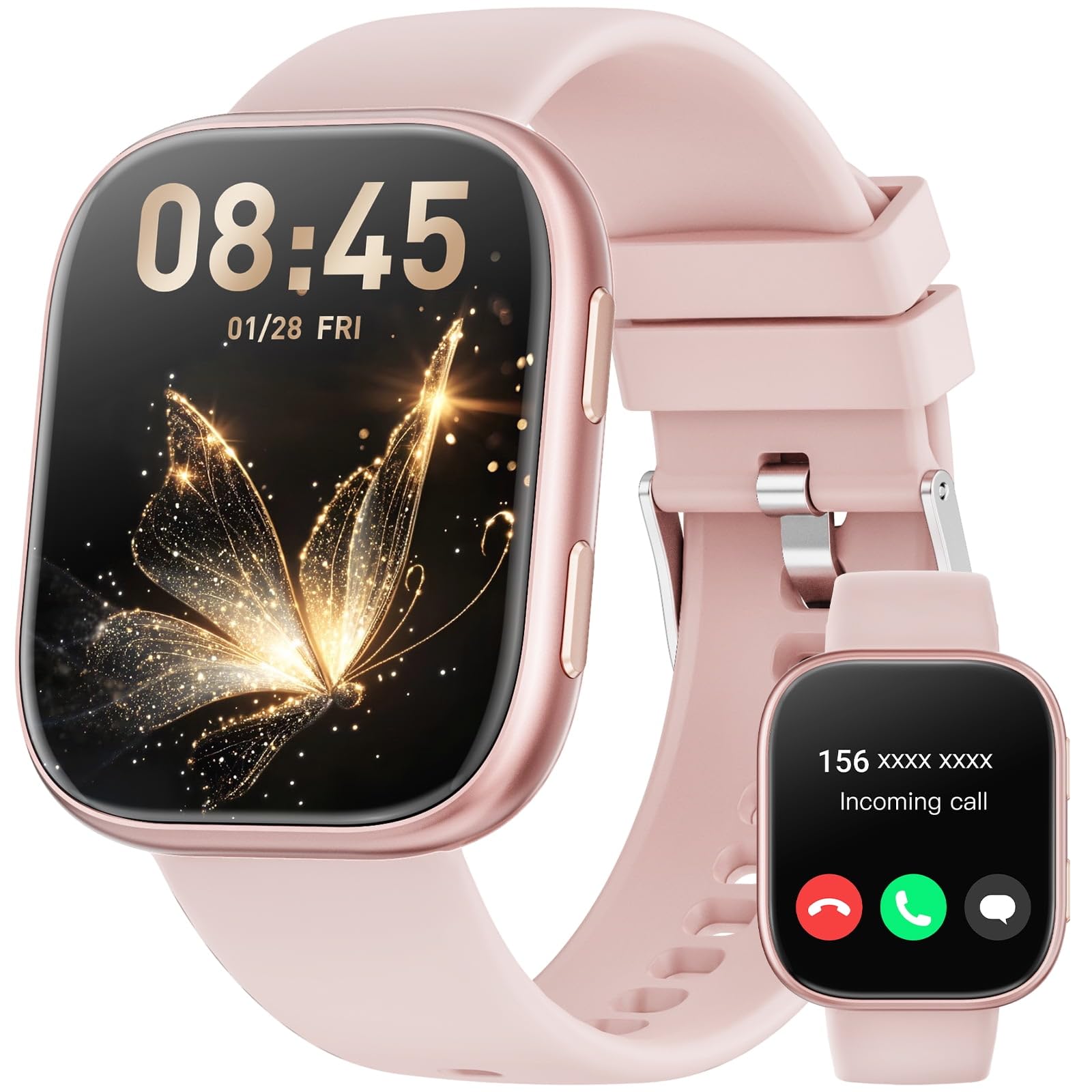 mingwear T8 Smartwatch on a wrist, displaying time and fitness data.