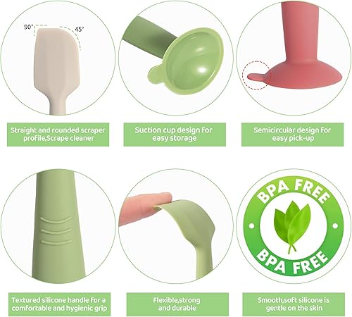 Miniatura 5 de Espátula de crema para pañales para bebé, paquete de 3 espátulas para pañales, aplicador de crema de pañales de silicona suave, espátula para pasta