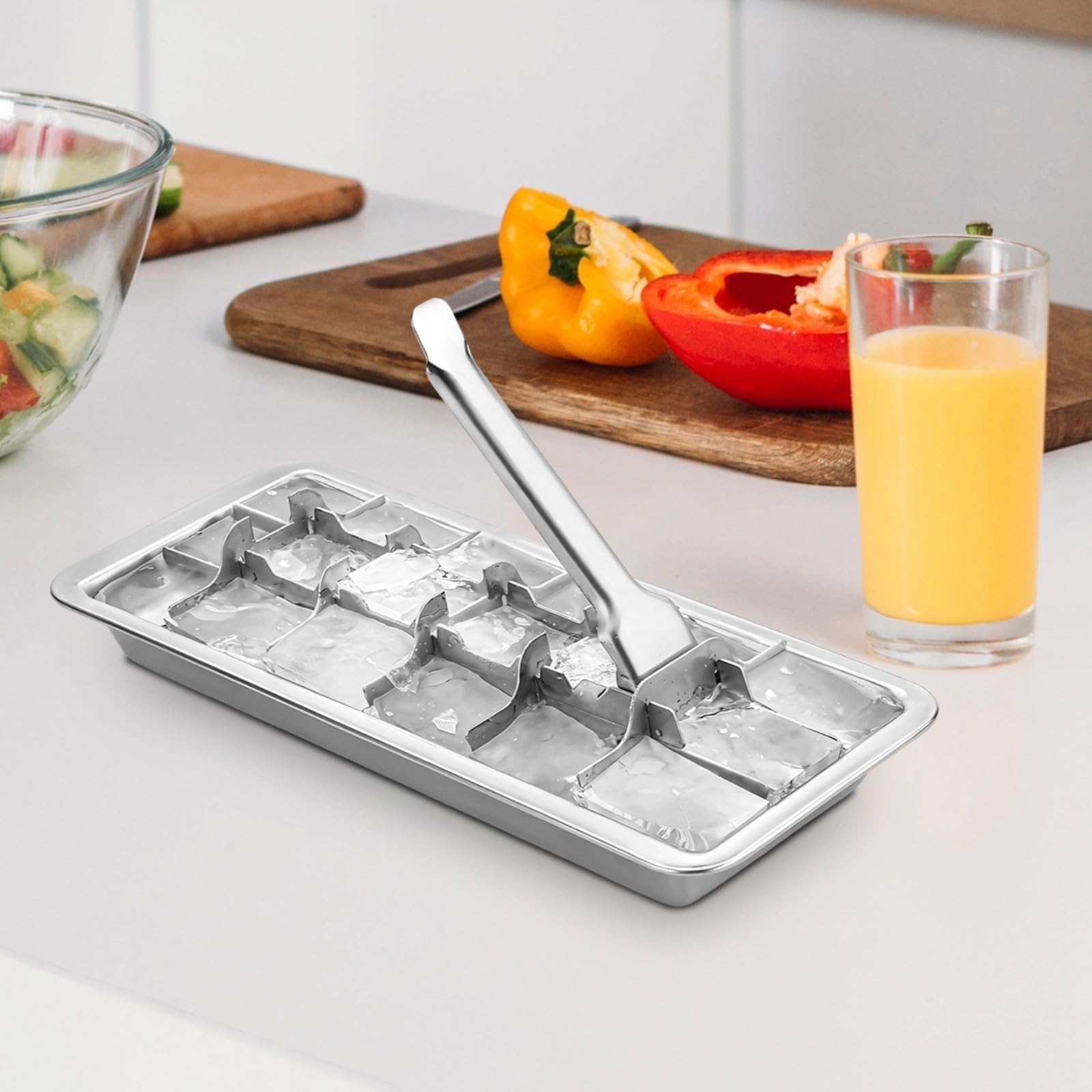 Edelstahl-Eiswürfelform, 18 Fächer DIY-Eisform mit Separator, Metall-Eiswürfelbereiter für Zuhause und Bar, ideal für Cocktails, Eiskaffee und Getränke