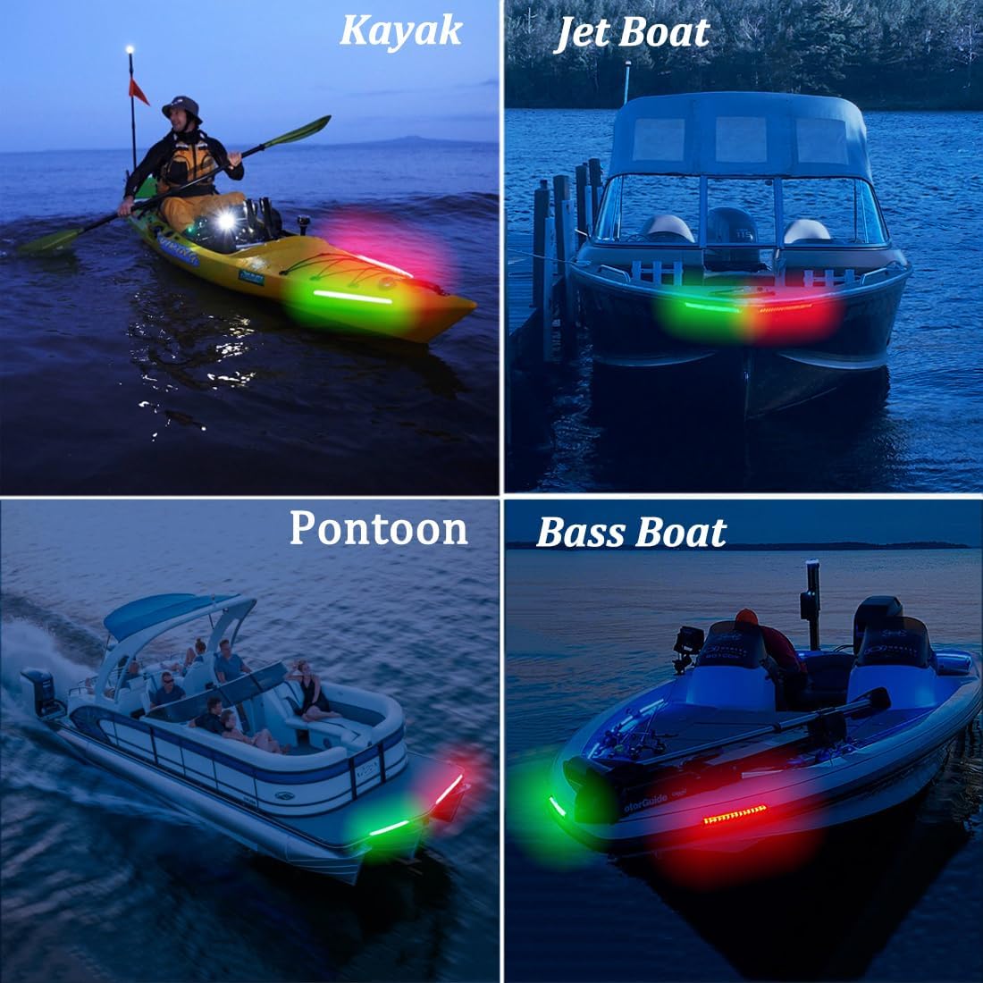 Navigation Lights - LED Bow Lights, Green & Red, Night Fishing, Deck, IP67 Waterproof for Pontoon, Dinghy, Kayak, Jon Boat, Yacht 7 71lJCc8JrPL. AC SL1100