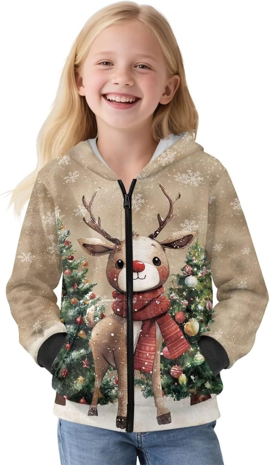 Zip Up Hoodie for Girls Soft Fleece Jacket Kids Fashion Sweatshirts Long Sleeve Fall Hoody with Pockets