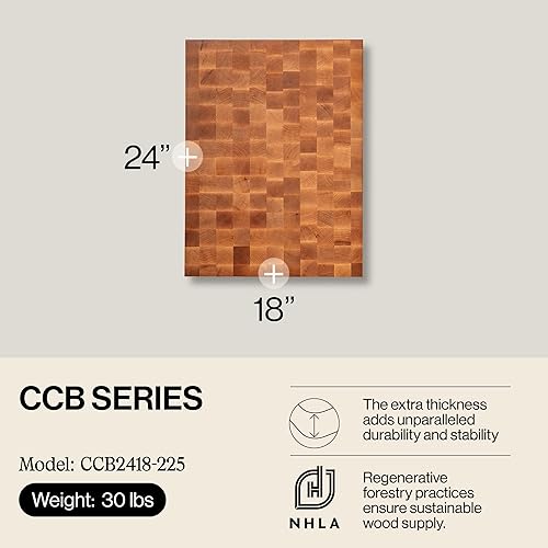 Miniatura 2 de John Boos CCB Series Tabla de cortar rectangular de madera de arce de 24 x 18 pulgadas, 2.25 pulgadas de grosor, bloque de carnicero reversible de