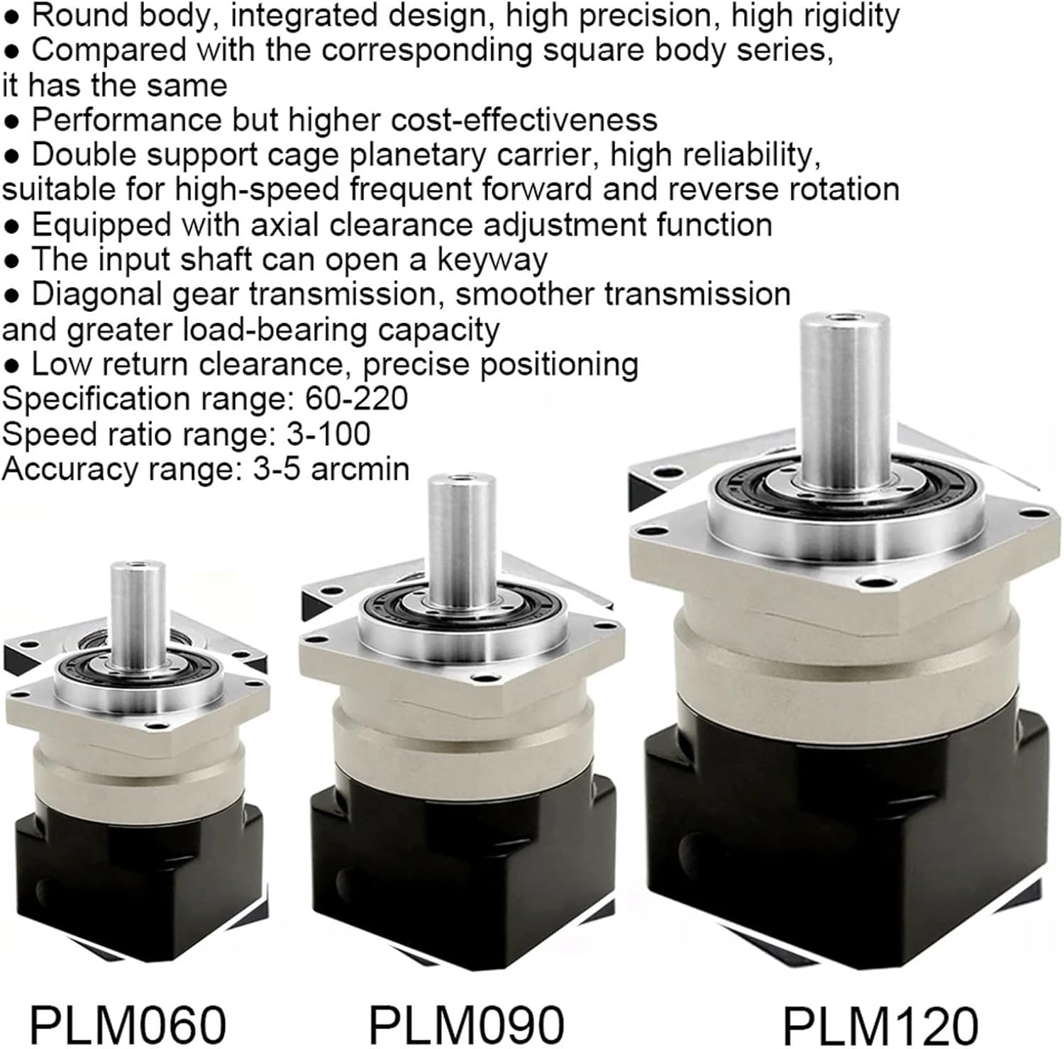 1pcs Helical Gear Reducer Gearbox for Nema 17 23 34 Stepper Motor Speed Reducer for 40 60 80 90 110 130 180mm Flange Servo Motor(PLM060 11mm Input,Speed Ratio 4 to 1)