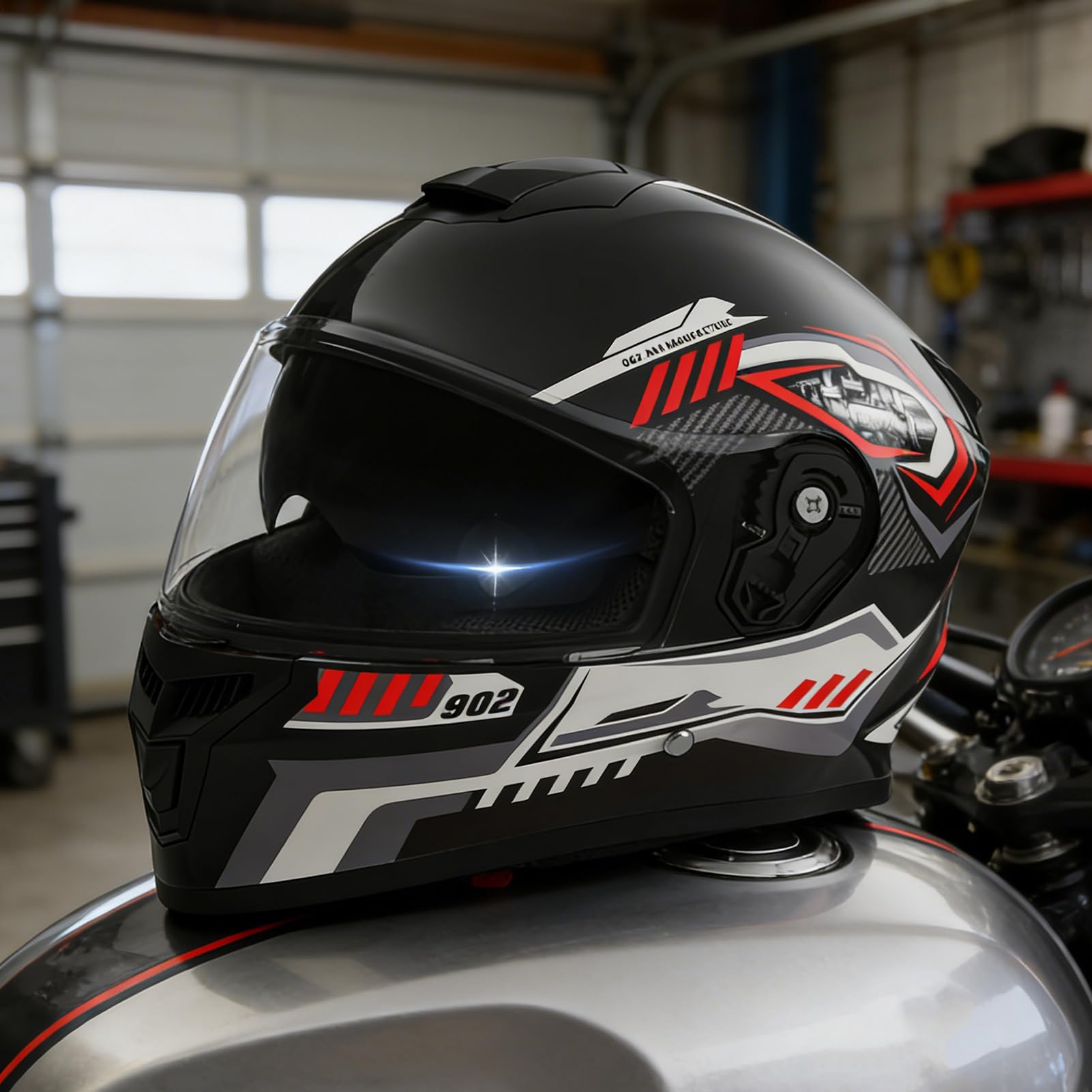 Kask Motocyklowy Wizjer Motocrossowy | Pełnotwarzowe Kaski Motocyklowe Dla Dorosłych Z Wyjmowaną Chustą Dla Jazdy Na Motocyklu Skuterze Nartach Snowboardzie I