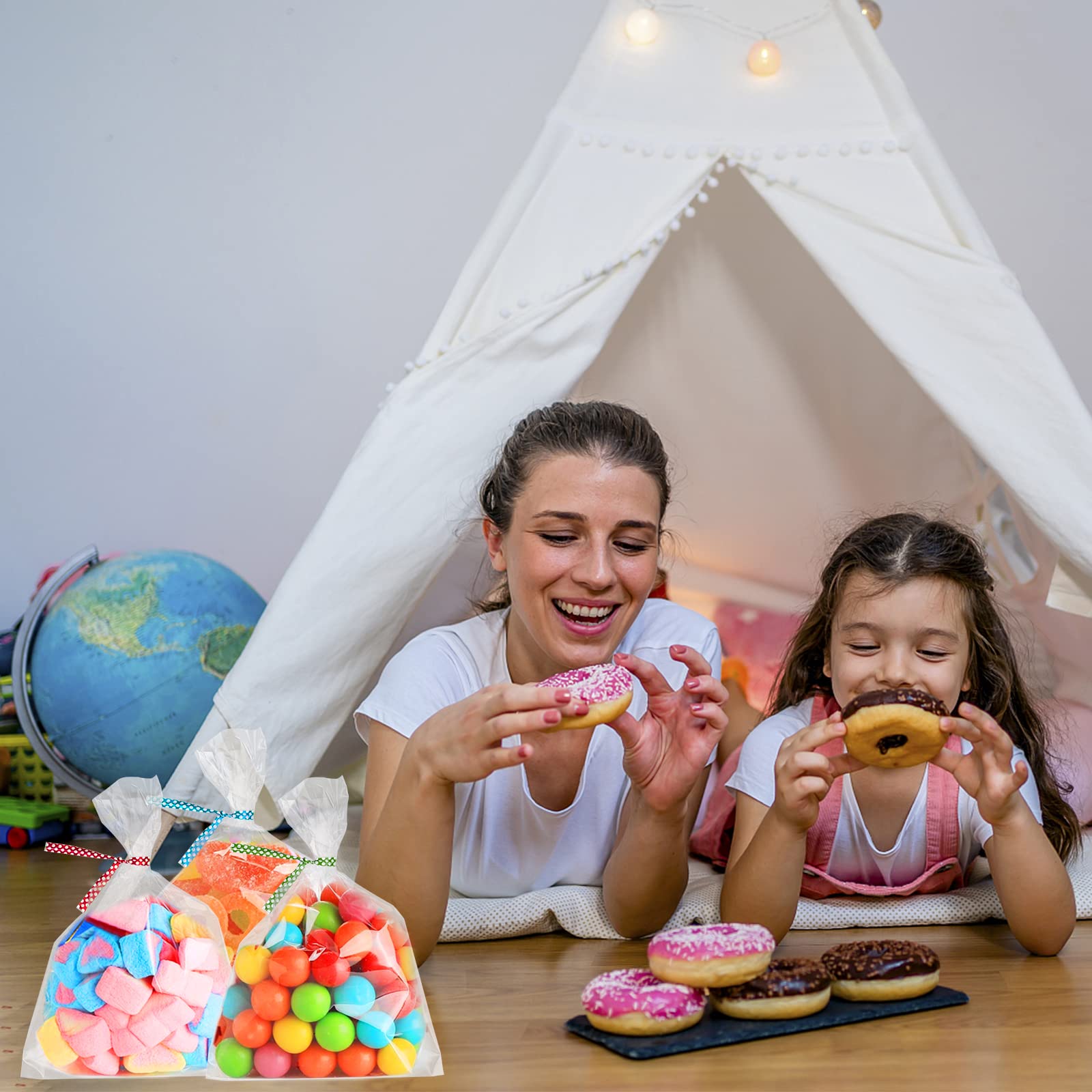 Faburo Lot De 200 Sacs En Cellophane Transparents 25 X 5 Cm - Petits Sacs Transparents Pour Bonbons - Sacs Cadeaux OPP Transparents - Pour Anniversaire D'enfant