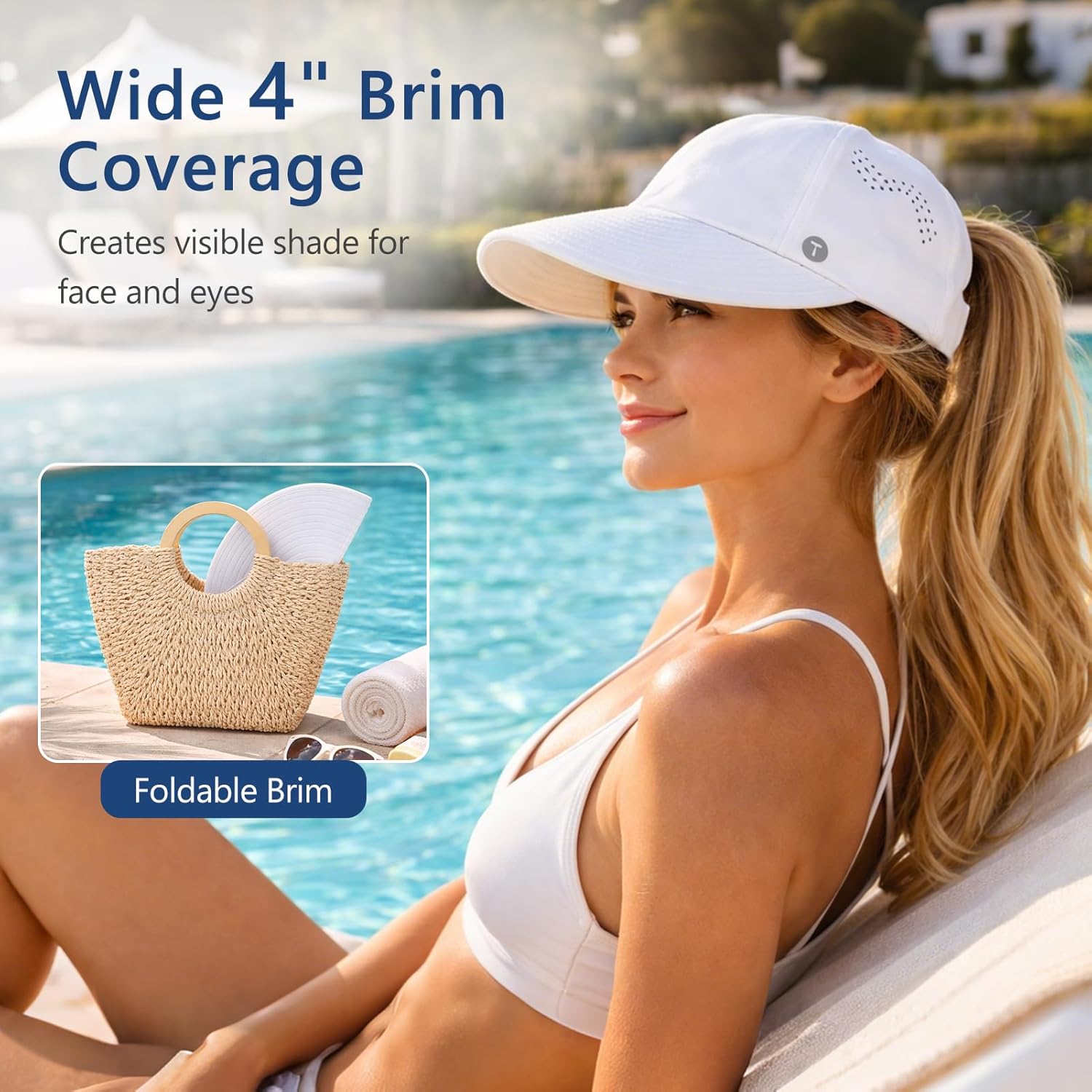 TOP-EX ChicPony™ Cooling High Ponytail Sun Hat for Women UV 50 Wide Brim Visor Cap Breathable Packable for Beach - Image 4