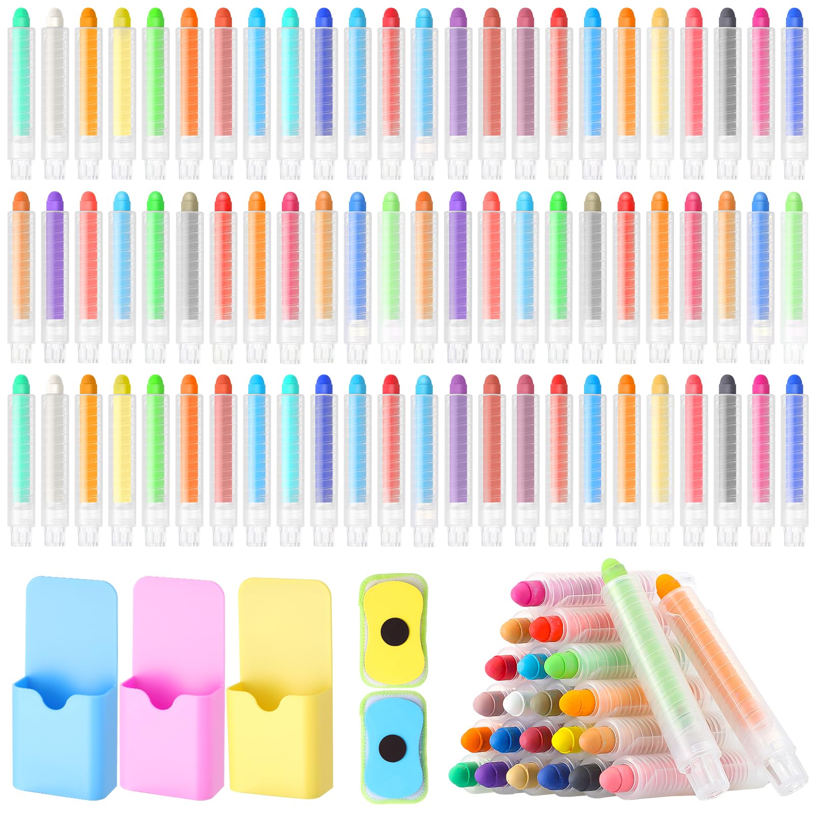Qilery149 Pcs Dustless Chalk for Kids Colored Sidewalk Chalk With Holder Easter gifts Back to Learning Gifts Washable Magnetic Holder for Indoor Drawing Writing Board Supplies(Multicolor)