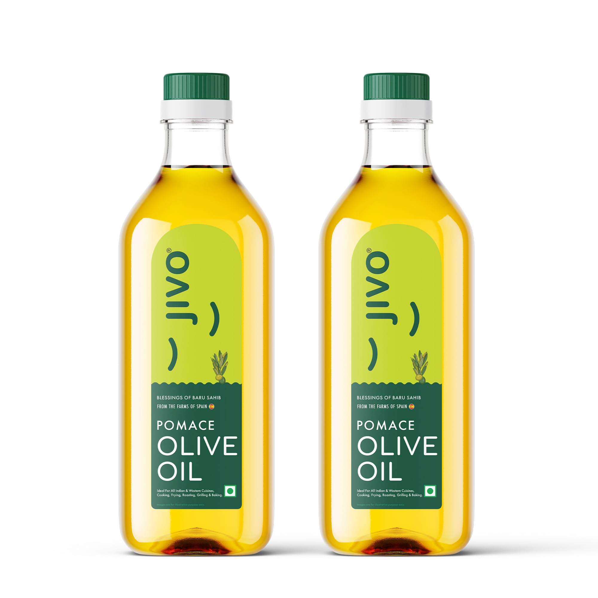 Jivo Daily Cooking Pomace Olive Oil |1 Litre | Rich in MUFA | Low in Saturated Fat (Pack of 2)-image-1