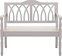 Vista 5 de SAFAVIEH Home Collection - Banco de madera maciza de cebada Benjamin, banco de interior para entrada, dormitorio o sala de estar (AMH6500A)