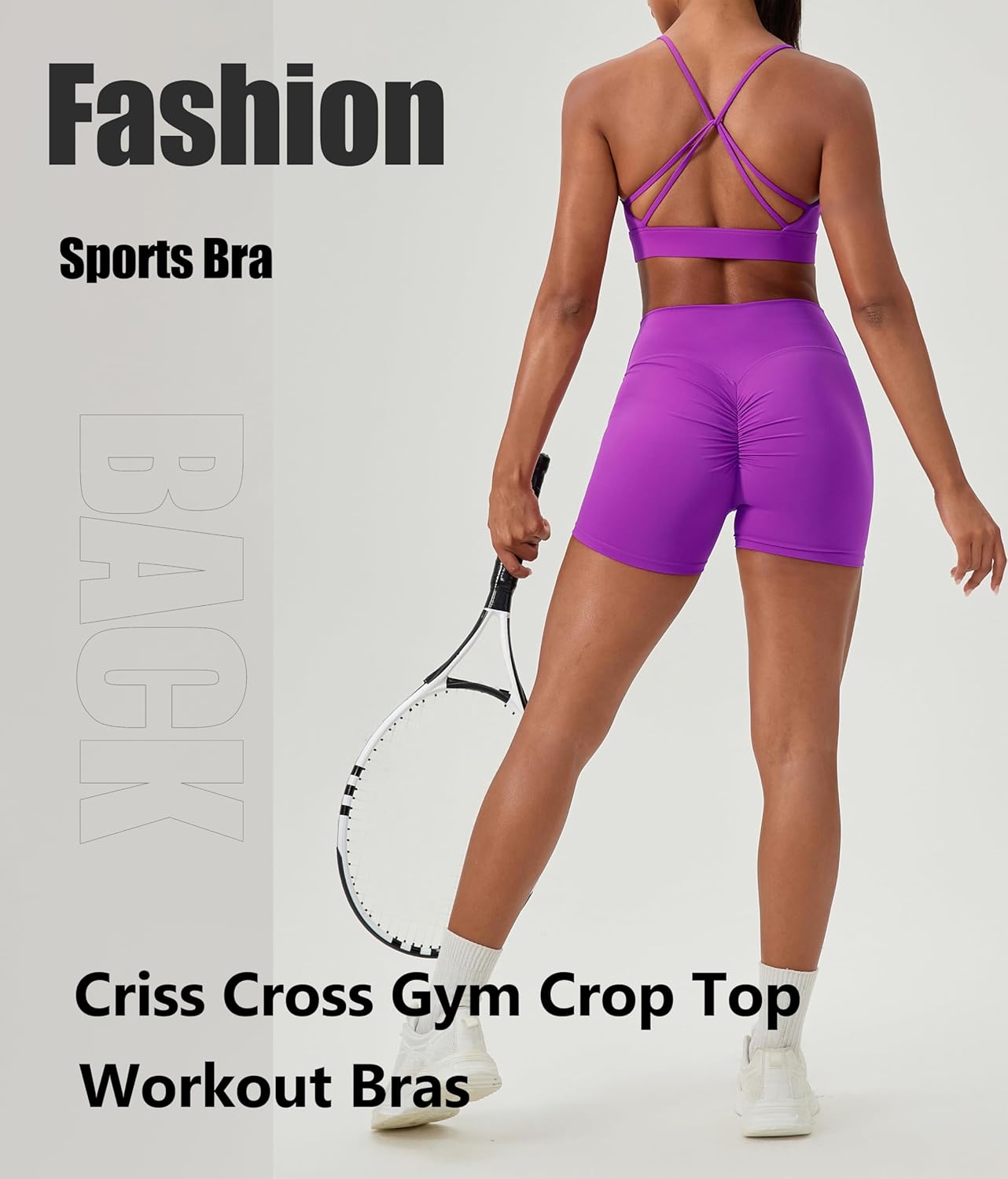 Sports Bra for Women Strappy Padded Longline Yoga Bras Criss Cross Back Spaghetti Gym Workout Bras Crop Cami Tops - Image 6