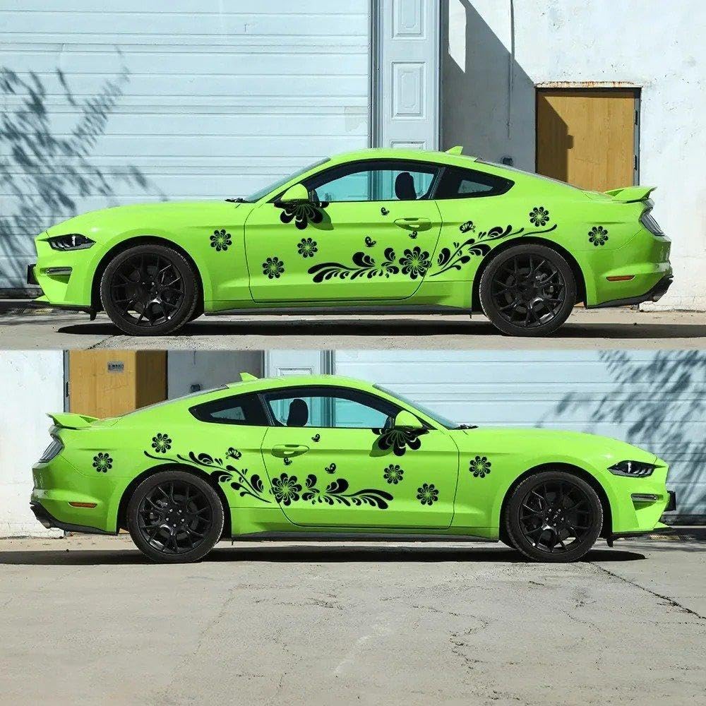 Decalcomanie per Auto 2 Adesivi per Auto con Grafica Grafica, Vinile Decorativo Fai da Te su Entrambi I Lati della Porta(Black)