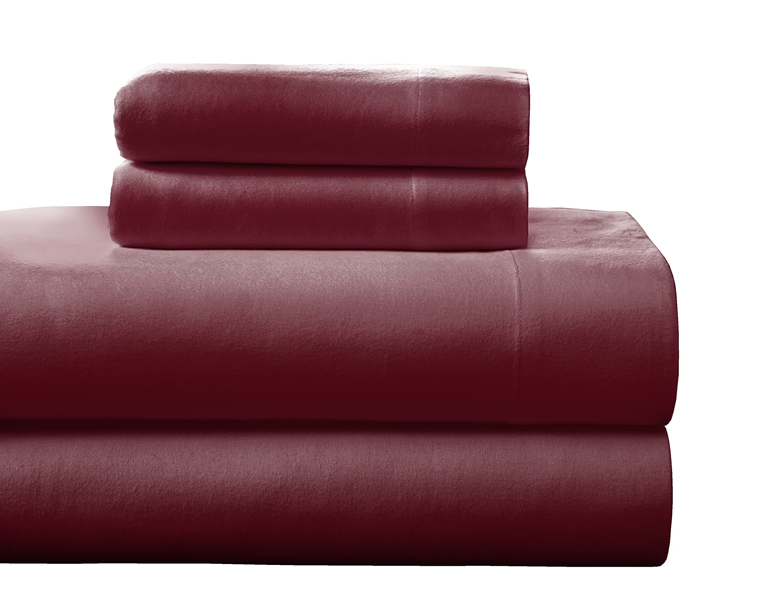 Pointehaven Flannel 170 GSM Sheet Set,Twin Merlot