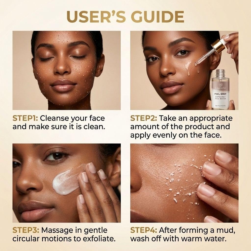 Radiance Rice Exfoliating Ampoule for Face and Body, Rice-Based Gentle Exfoliant to Smooth and Refine Skin Texture, Hydrating Rice Ampoule with Mild Exfoliation Suitable for All Skin Types