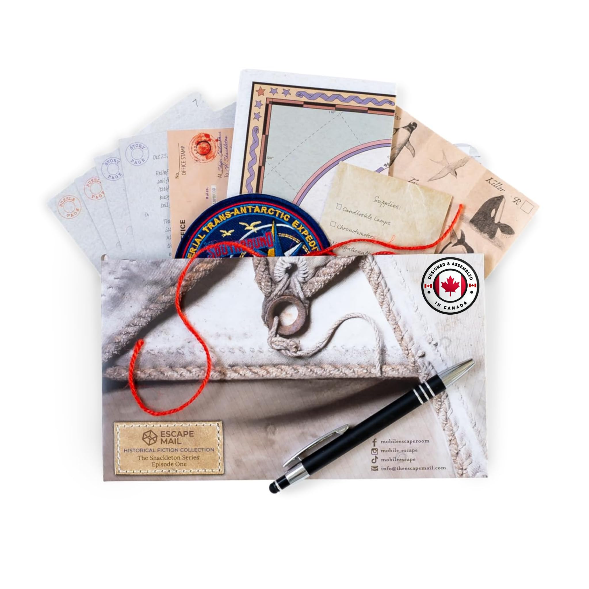 Escape Mail The Shackleton Series, Interactive Puzzle Adventure, replayable, Ages 15+, 1-4 Players, 1-2 Hours per Episode, 1 Episodes Inside, Hours of Play, Episode 1