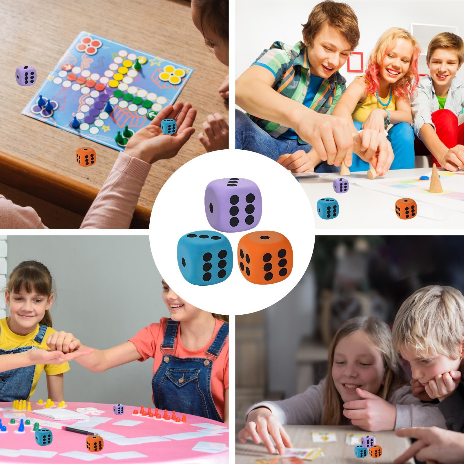 3 cubi da 6 cm con bordi arrotondati, cubetti di schiuma grandi, ideali per famiglie, scuole e asili, perfetti per giochi educativi e feste