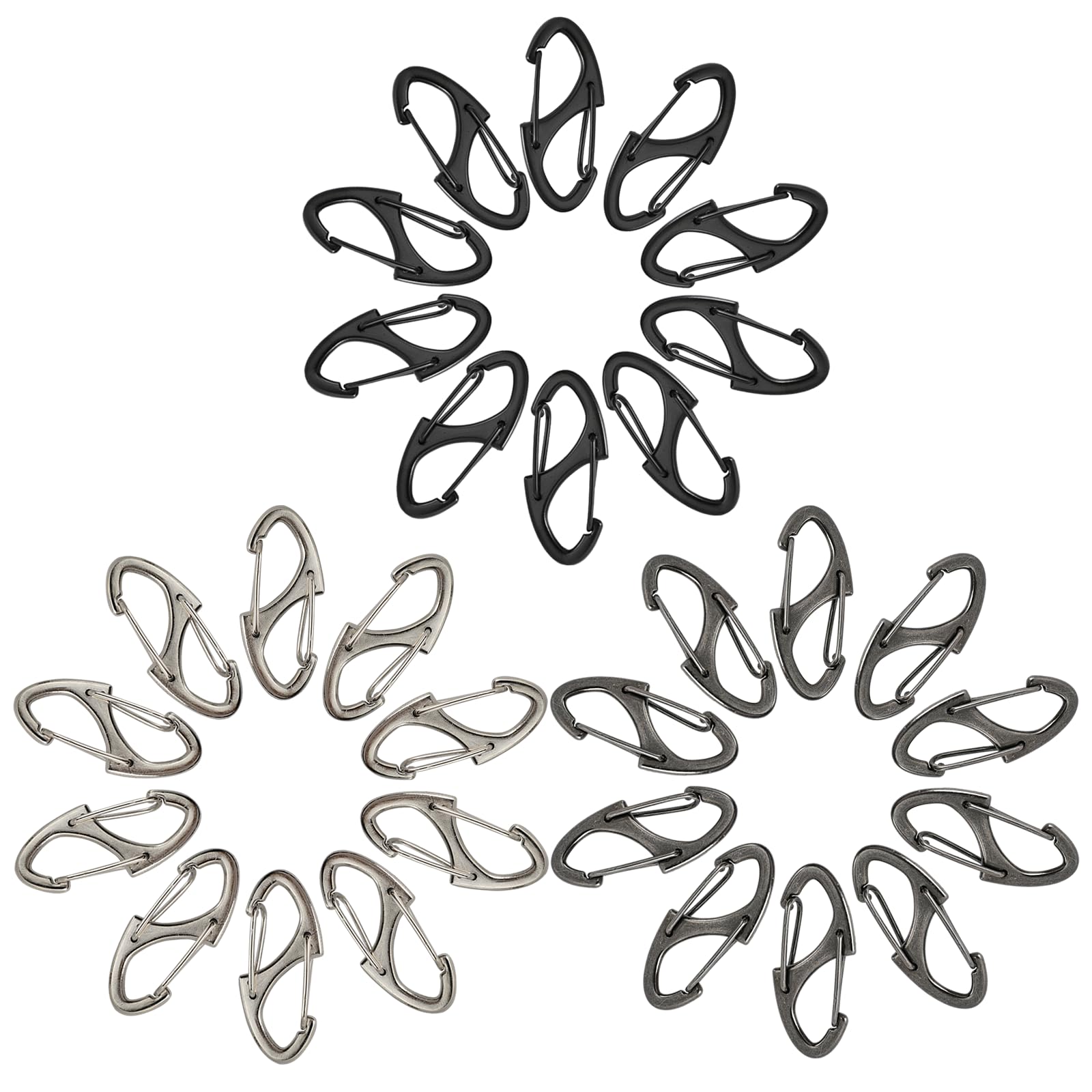 30Pcs Zipper Clips Anti Theft, Anti Theft Zipper Locks for Backpacks, Purse & Handbag Zippers Security, S Carabiner Clip, Mini Carabiner Clips, Black,