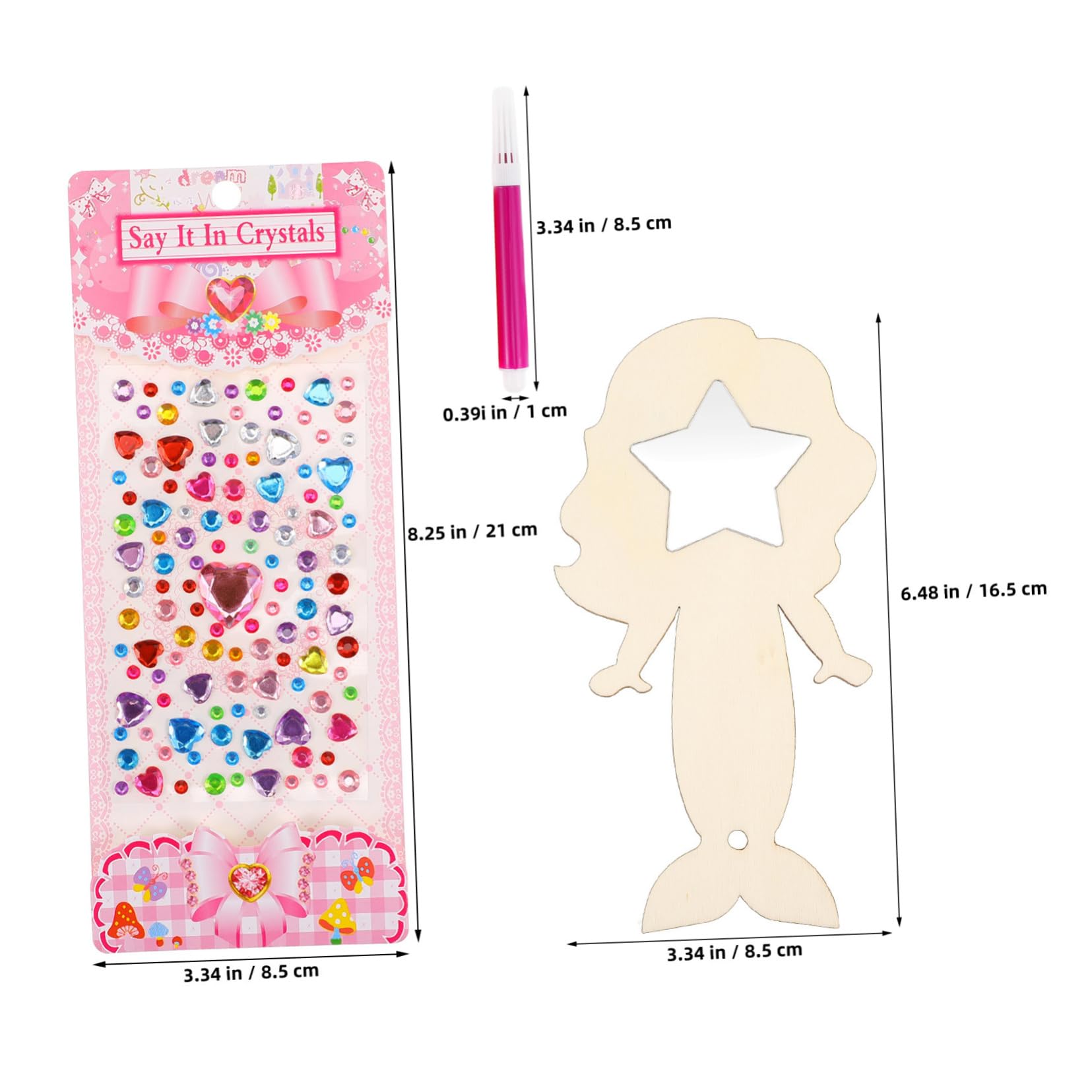 IWOWHERO 1Set Mermaid Mirror Craft Kit of DIY Handheld Mirrors with Painting Brushes for Birthday Party Favors and Craft Activities Includes Mirrors and Colorful