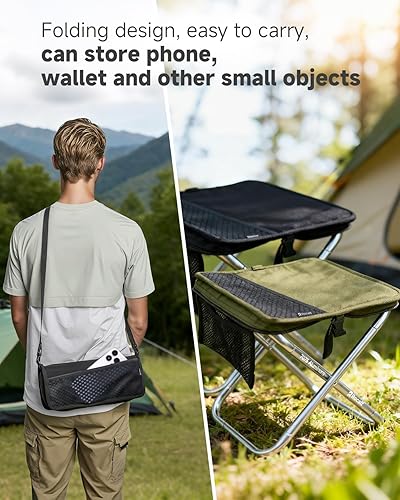 Miniatura 6 de Rocalt Taburete portátil para camping, taburete plegable ultraligero, sillas de bolsillo de aluminio de grado aeronáutico para adultos, taburete de