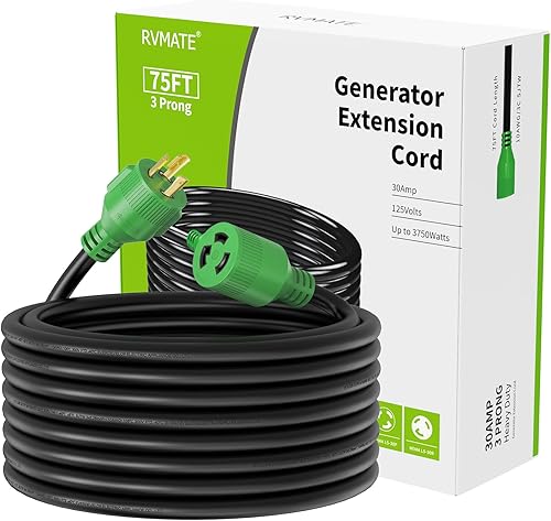 Vista 27 de RVMATE Cable de extensión para generador de 3 clavijas y 30 amperios, 20 pies, NEMA L5-30P/L5-30R 125V SJTW Jacket