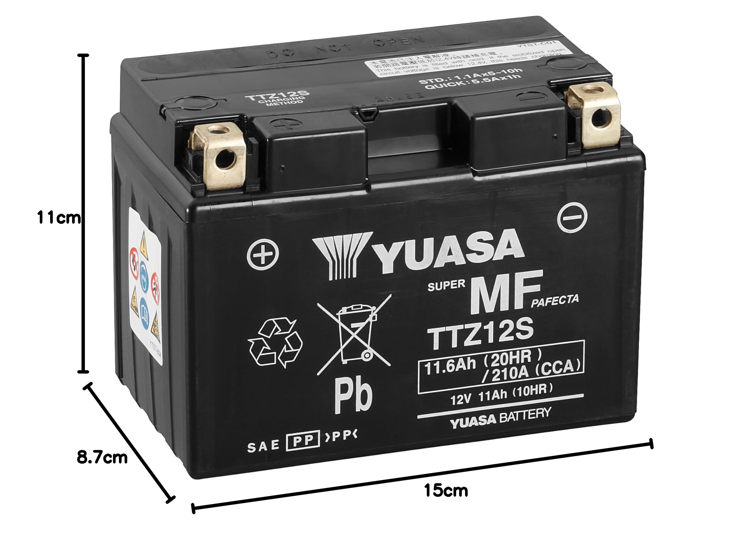 Yuasa TTZ12S 12V 210 CCA Hochleistungs-VRLA-Motorradbatterie | Hochleistung, Zuverlässig & Langlebig, VRLA-Technologie