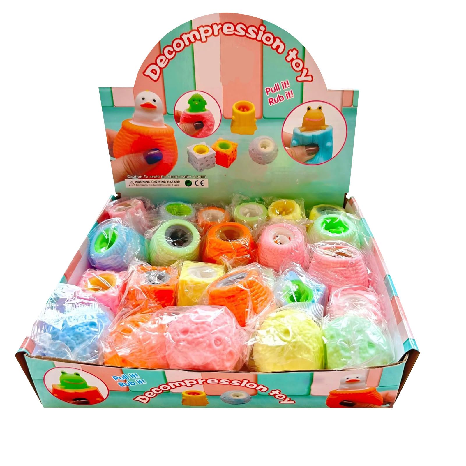 Brighten Any Party With This 24-Piece Pop-Up Animal Toy Pack, Assorted Colourful Squeeze Cups, Soft Fidget Toys Perfect For Sensory Play, Stocking Fillers, Daily Calm,Colored
