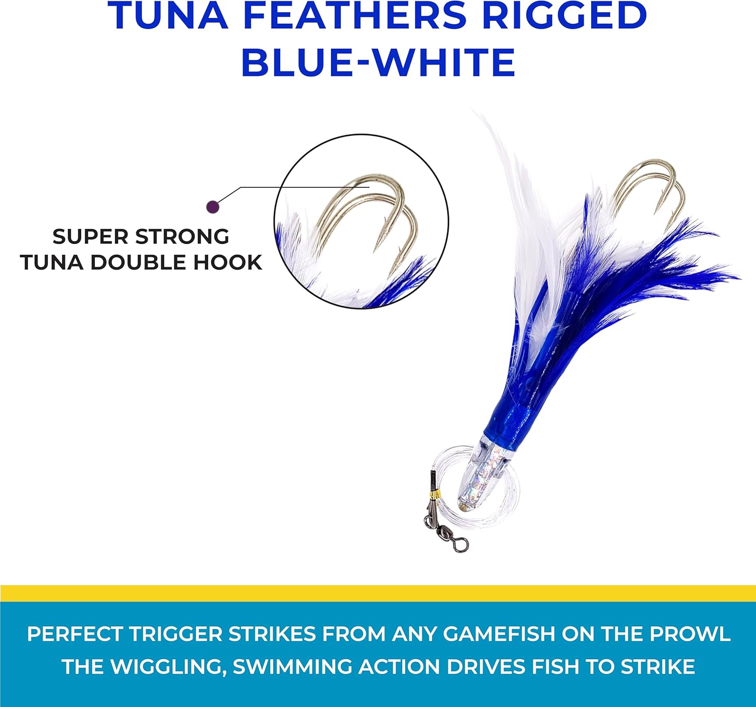 6" Cedar Plugs and Tuna Feather Lures Set,4 Pieces with Lure Bag, Ideal for Offshore Trolling & Tuna Fishing Gear