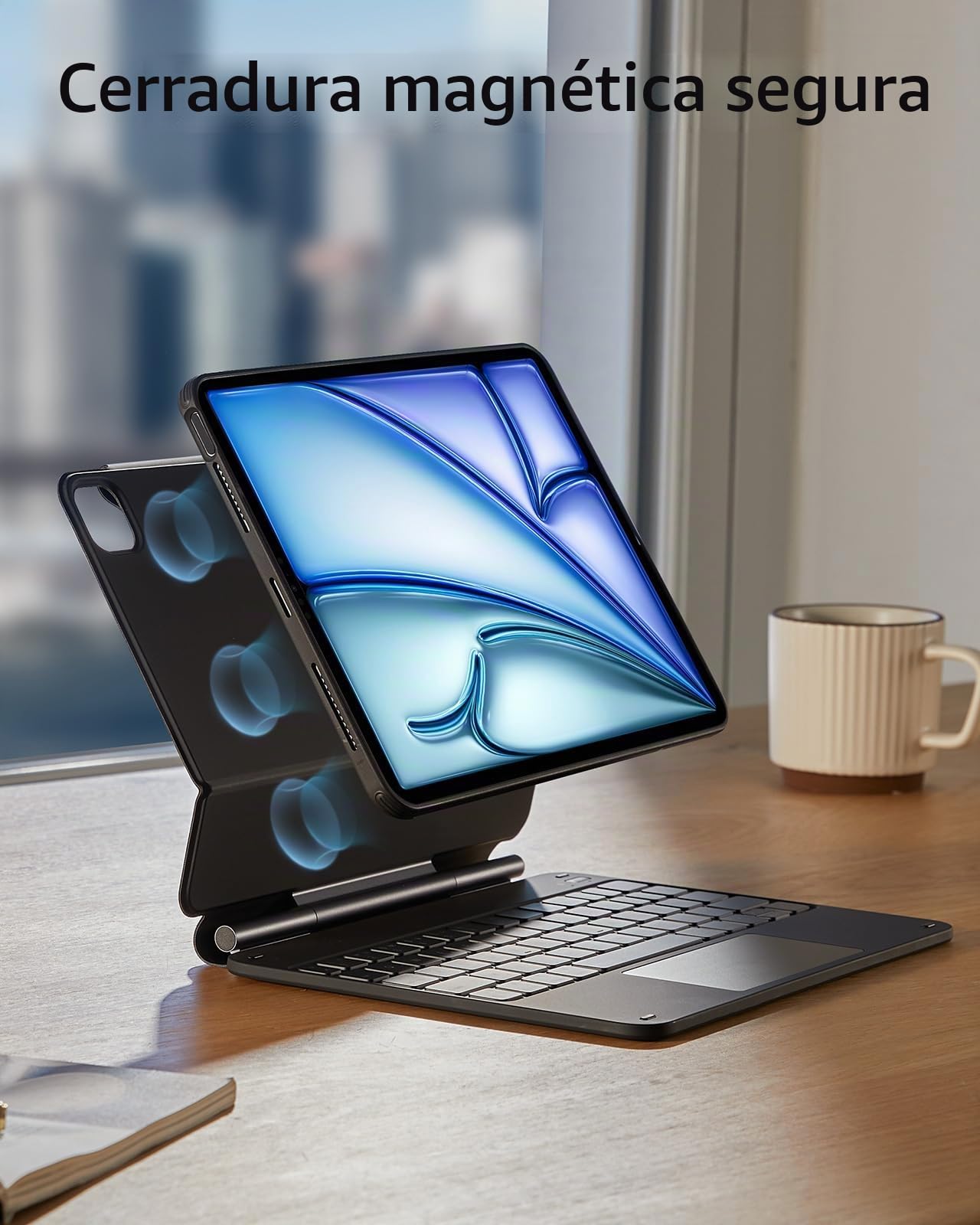 ESR Funda con Teclado para iPad Air 11/Pro 11, Soporte Magnético Multimodo | para Air 5/4ª Generación, Bloqueo Magnético, Funda Trasera Desmontable, DEU QWERTZ 360, Negro