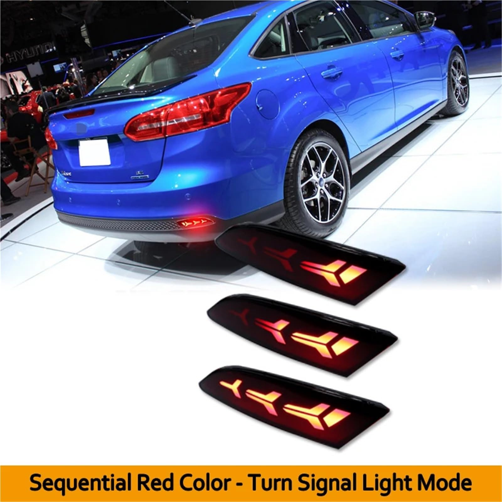 Lampa tylna zespolona 2 szt. Tylny zderzak odblaskowy światło pasuje do Ford Focus 3 2012 2013 2014 12V tylny hamulec stop kierunkowskaz ostrzeżenie przeciwmgielne(Black)