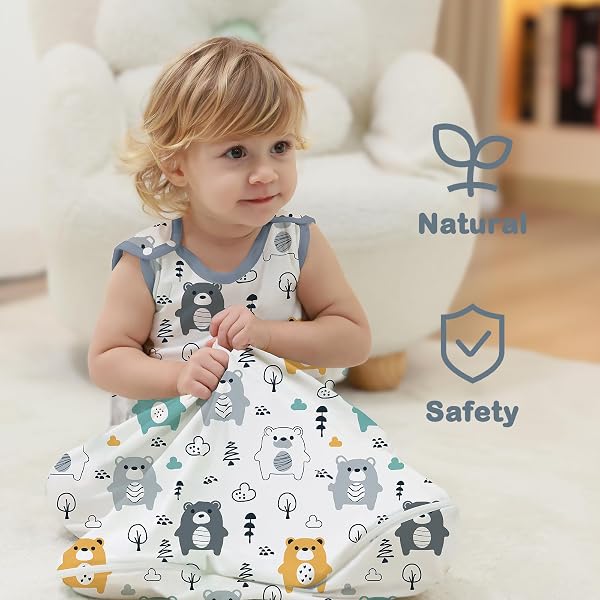 Dettaglio della stampa animale adorabile sul sacco nanna Mosebears.