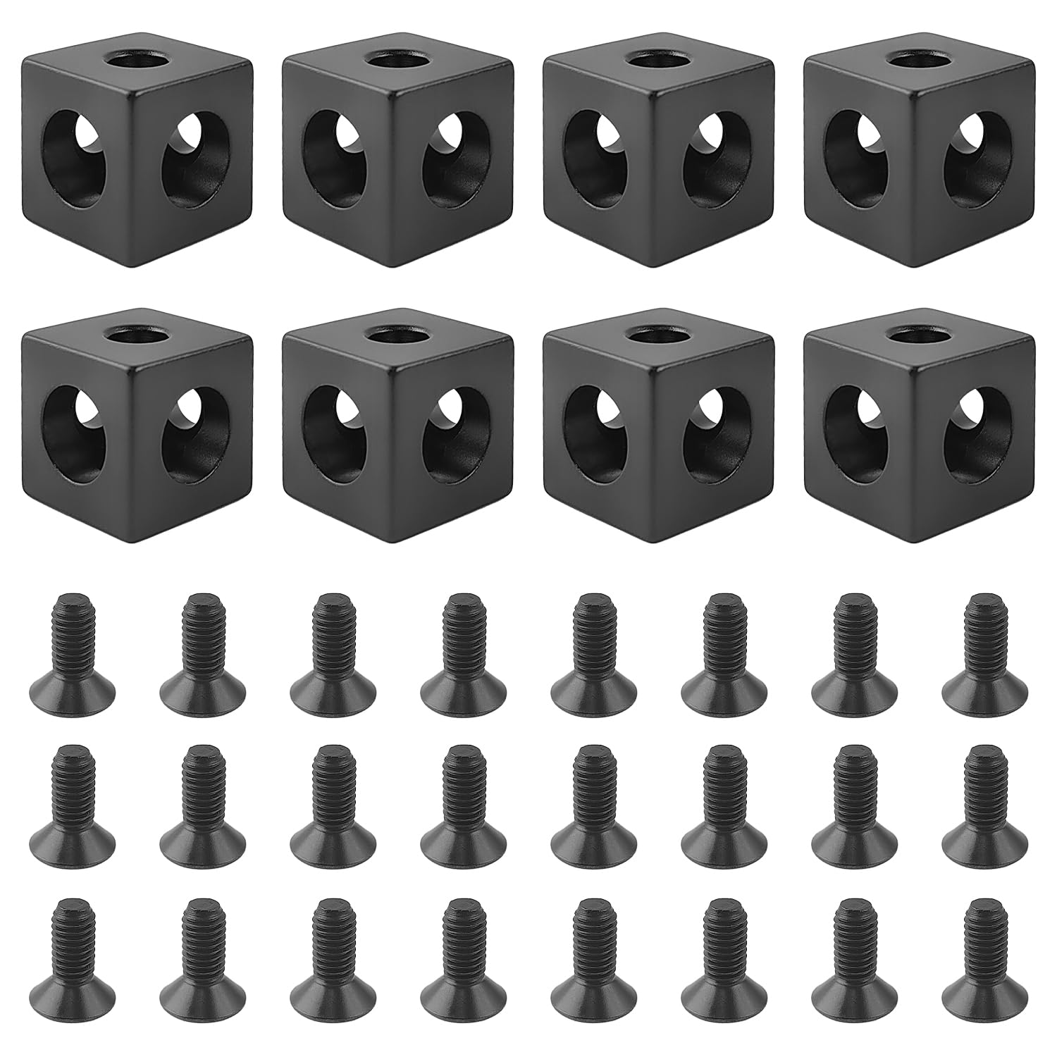 Glarks 216 stuks 3030-serie aluminium profielconnectorset inclusief 20 stuks 3030 hoekbeugel, 40 stuks M6 T-moeren, 4 stuks 3-weg eindhoekbeugelconnector, M5 x 20 knopschroefbouten en platte