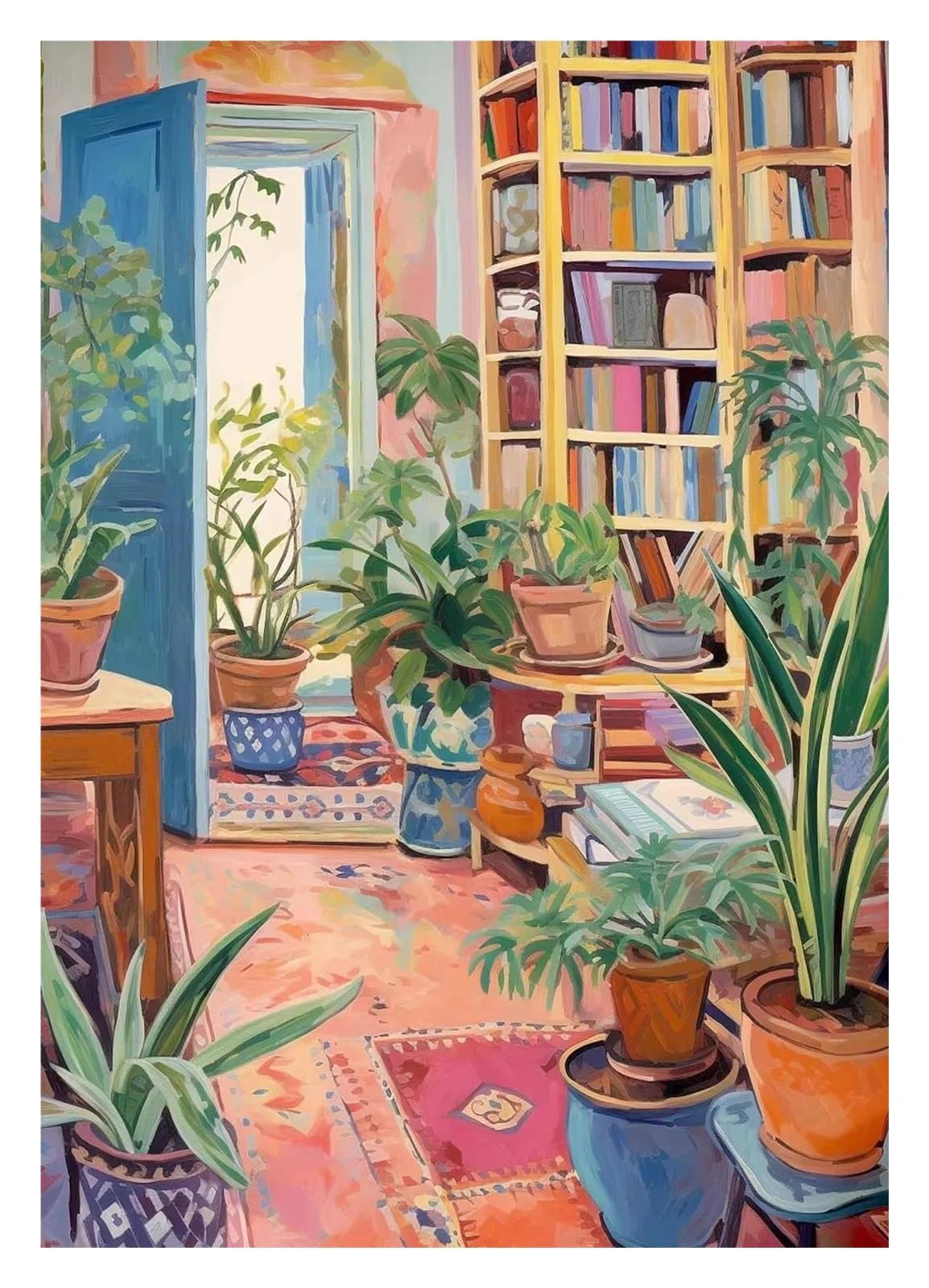 Affiche aquarelle antique de bibliothèque pour coin lecture chaleureux