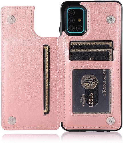 Vista 25 de Funda de teléfono para Samsung Galaxy A51 4G con protector de pantalla de vidrio templado, tarjetero con soporte para tarjetero, soporte para celda