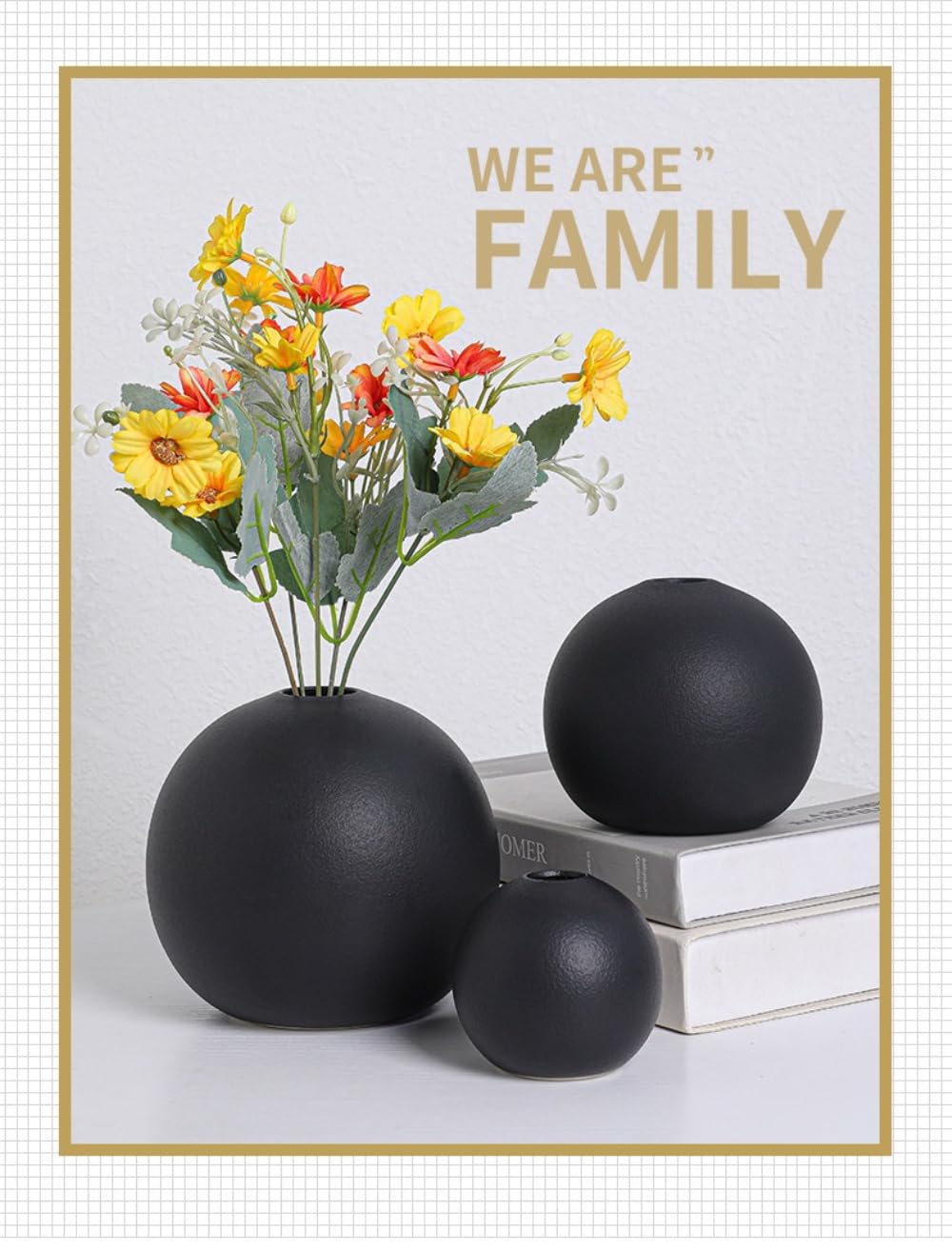 Keramik Kugelvase rund Vase 3er Set minimalistisch Blumenvase für Pampasgras Trockenblumen Tischdeko Wohnzimmer Esstisch Büro Innenbereich Moderne Dekoration Geschenkidee,Weiß