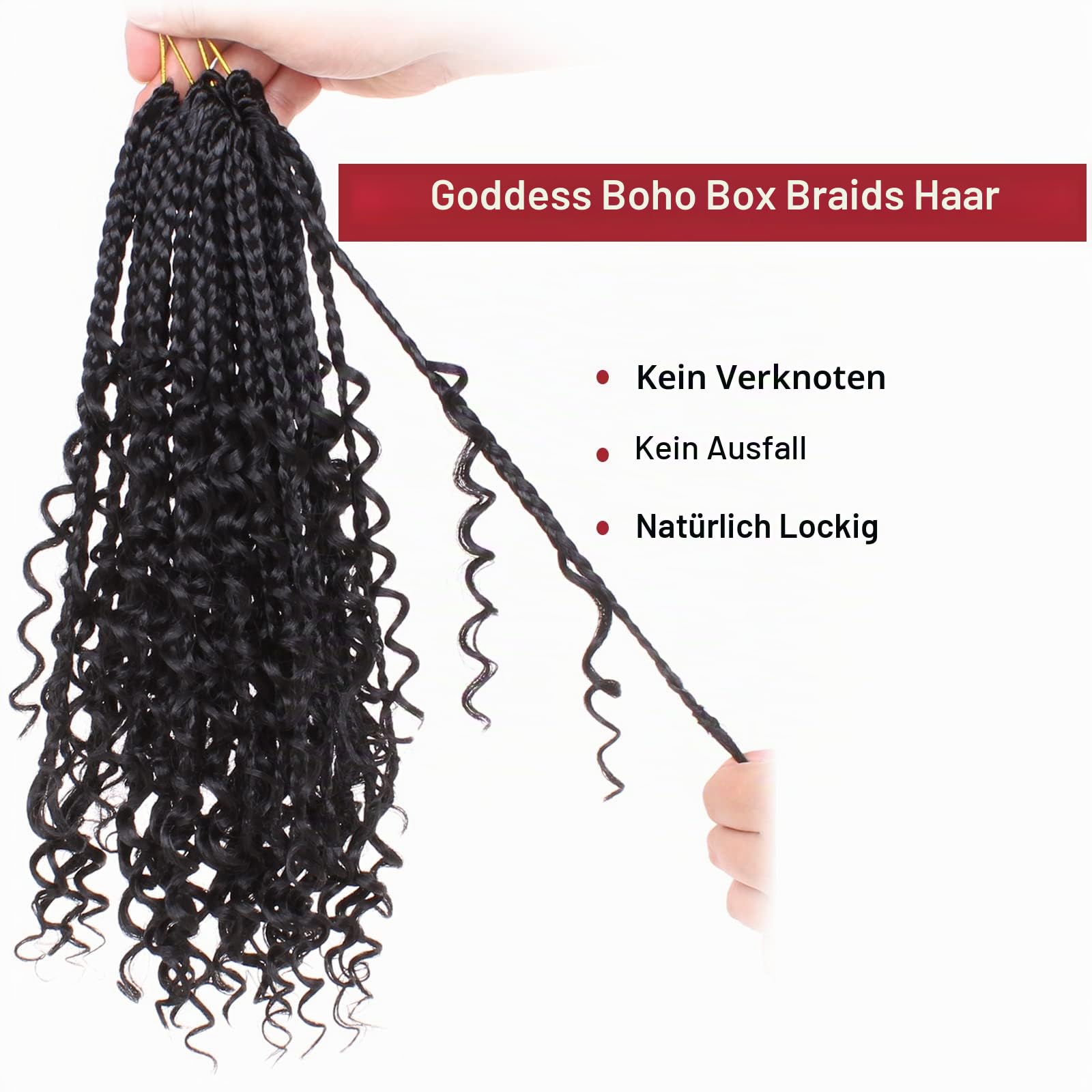Xtrend Haarverlängerung, 35,6 cm, Häkelhaar, Boho-Stil, geflochtene Zöpfe mit lockigen Enden für schwarze Frauen, Häkelzöpfe, vorgeknüpft, Kunsthaar, Bob-Frisur, 16 Strähnen pro Packung, 8 Packungen