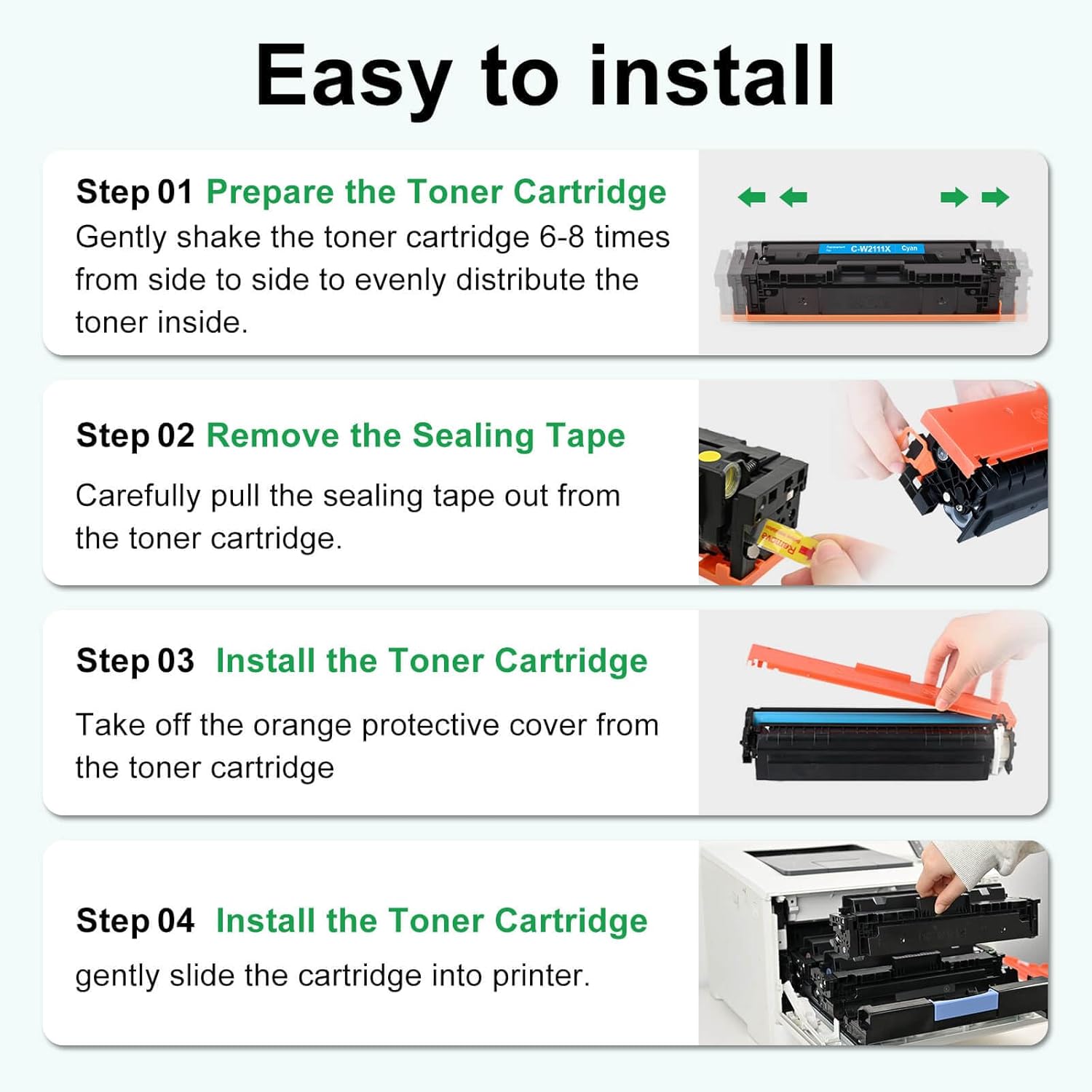 Compatible 206X 206A Toner Cartridges 4 Pack High Yield for HP Color LaserJet Pro MFP M283 M283cdw M283fdw M283fdn M255nw M255dw M282nw Printer (with Chip - Black Cyan Yellow Magenta)