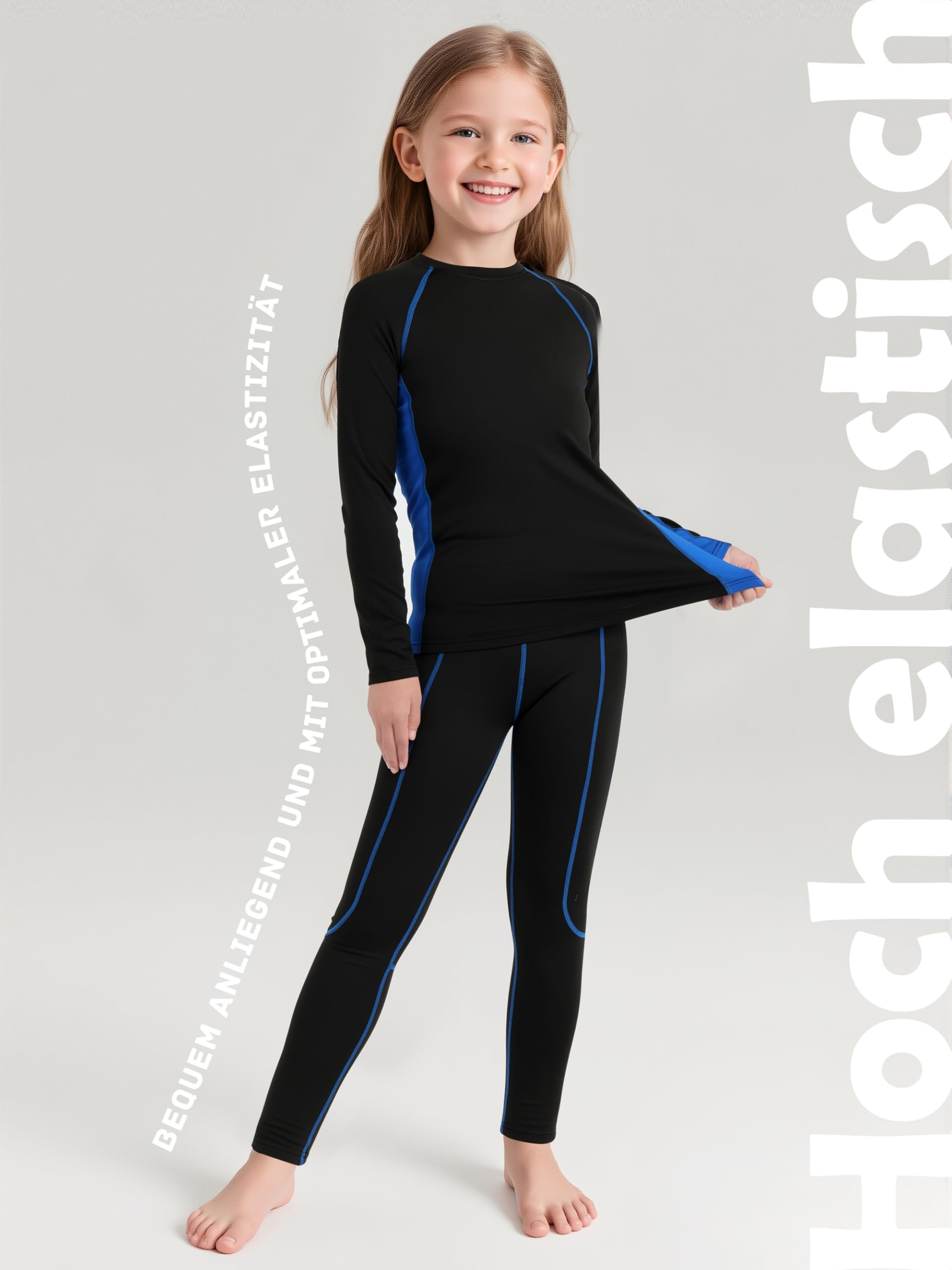 Ruisita Sous-vêtements thermiques de ski pour enfants - Sous-vêtements fonctionnels de sport - Pour garçons et filles - Respirants - Sous-vêtements thermiques - Sous-vêtements d'hiver - Pantalon