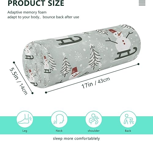 Miniatura 2 de Christmas Cute Snowmen Bolster Pillow for Legs Massage Table Sleep Neck Roll Pillow Round Pillows for Chairs for Back Support Sleeping Pillow